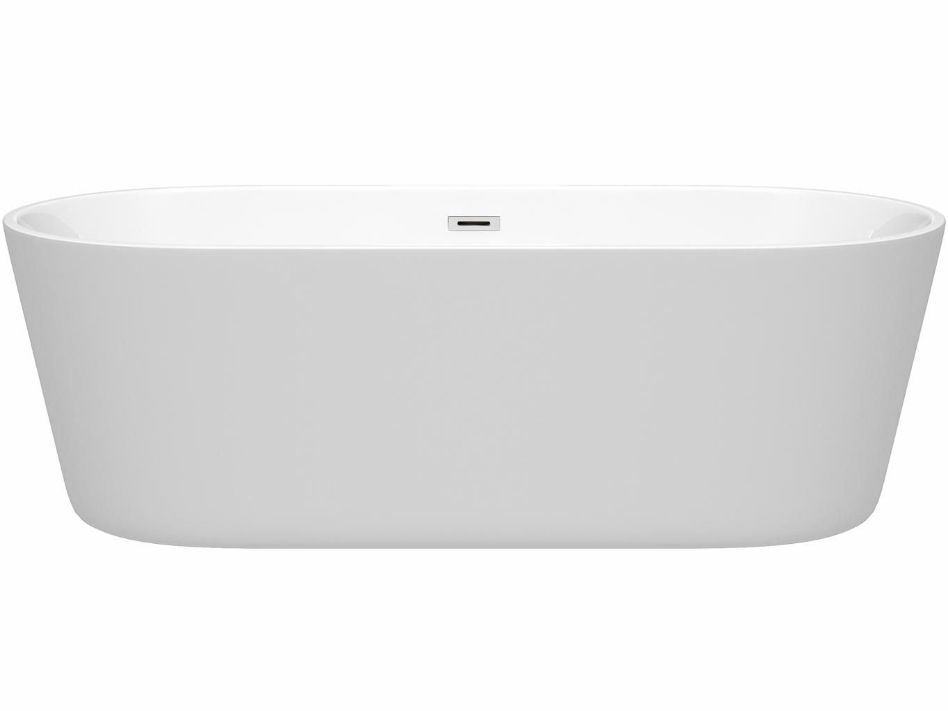 Wyndham Collection Carissa White Bathtub with Drain and Overflow