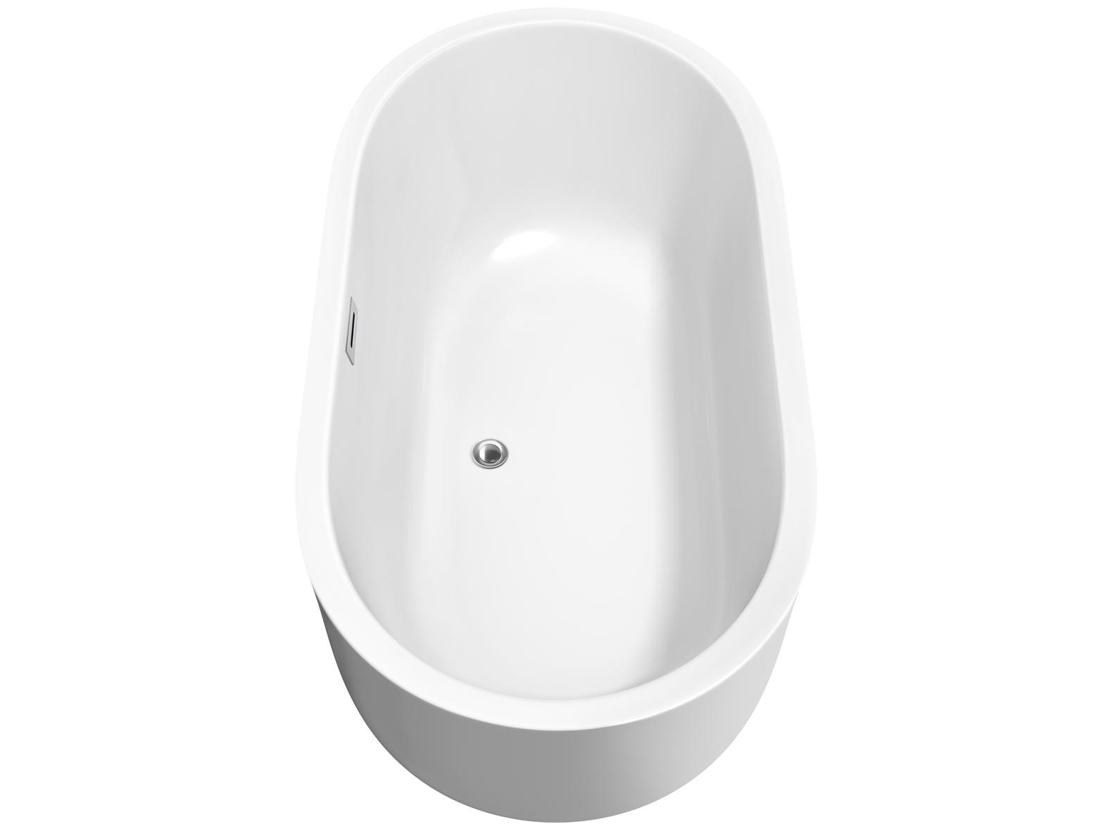 Wyndham Collection Juliette White Bathtub with Polished Chrome Trim and Floor Mounted Faucet