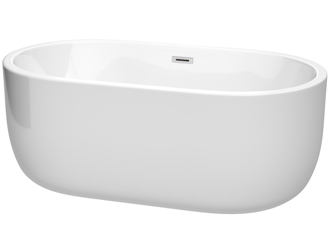 Wyndham Collection Juliette White Bathtub with Drain and Overflow