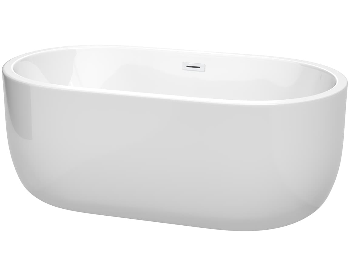 Wyndham Collection Juliette White Bathtub with Drain and Overflow