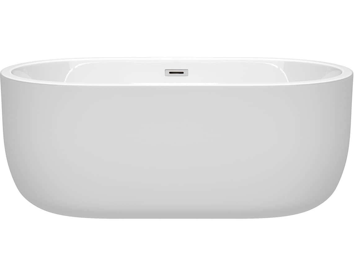 Wyndham Collection Juliette White Bathtub with Drain and Overflow
