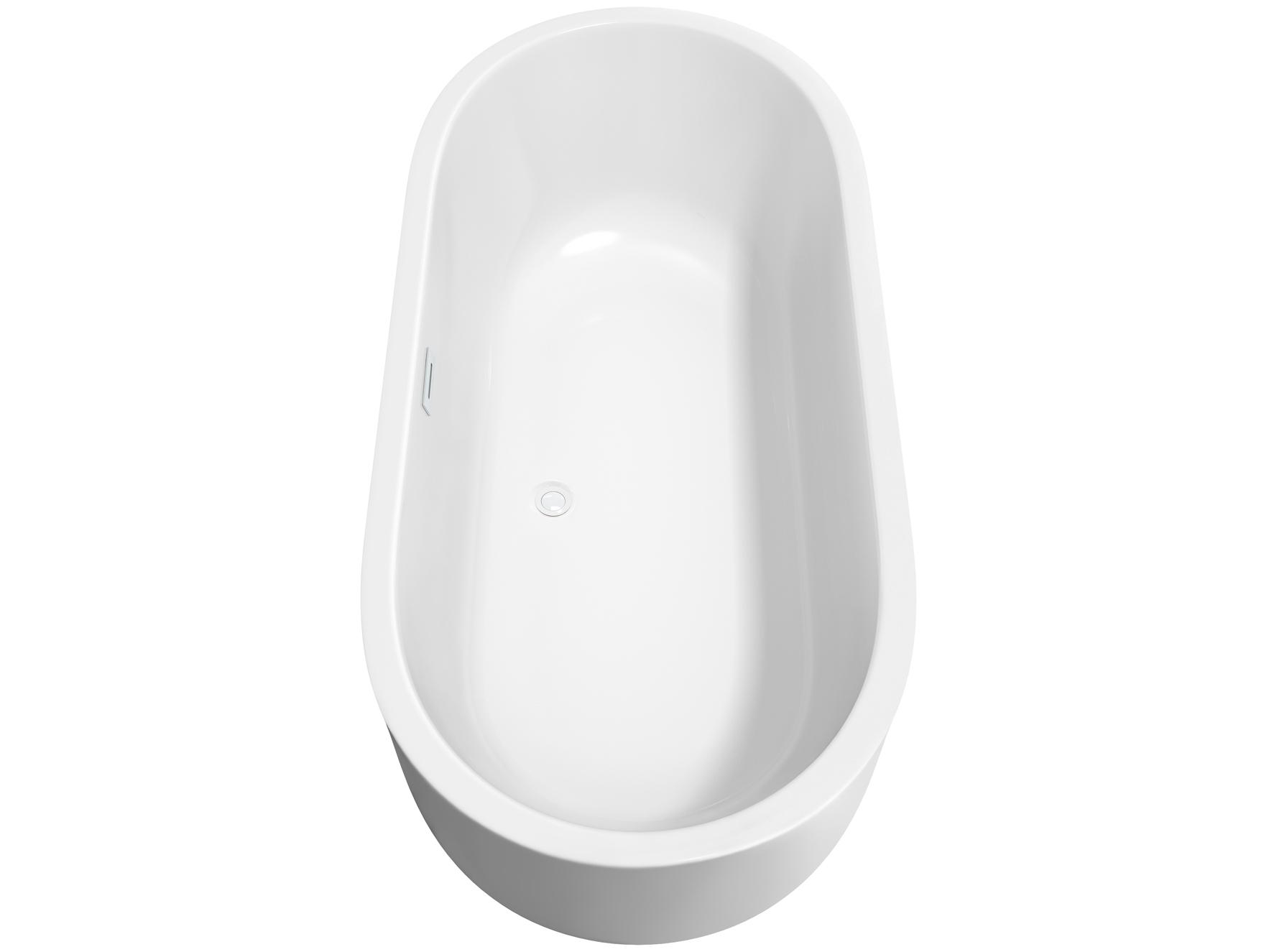 Wyndham Collection Juliette White Bathtub with Shiny White Trim and Floor Mounted Faucet