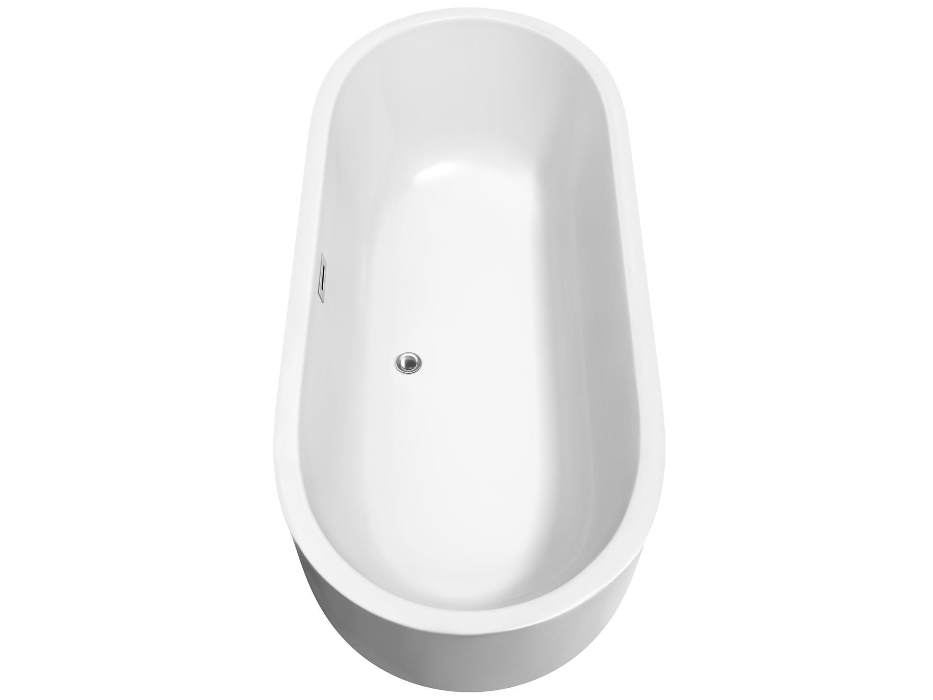 Wyndham Collection Juliette White Bathtub with Polished Chrome Trim and Floor Mounted Faucet