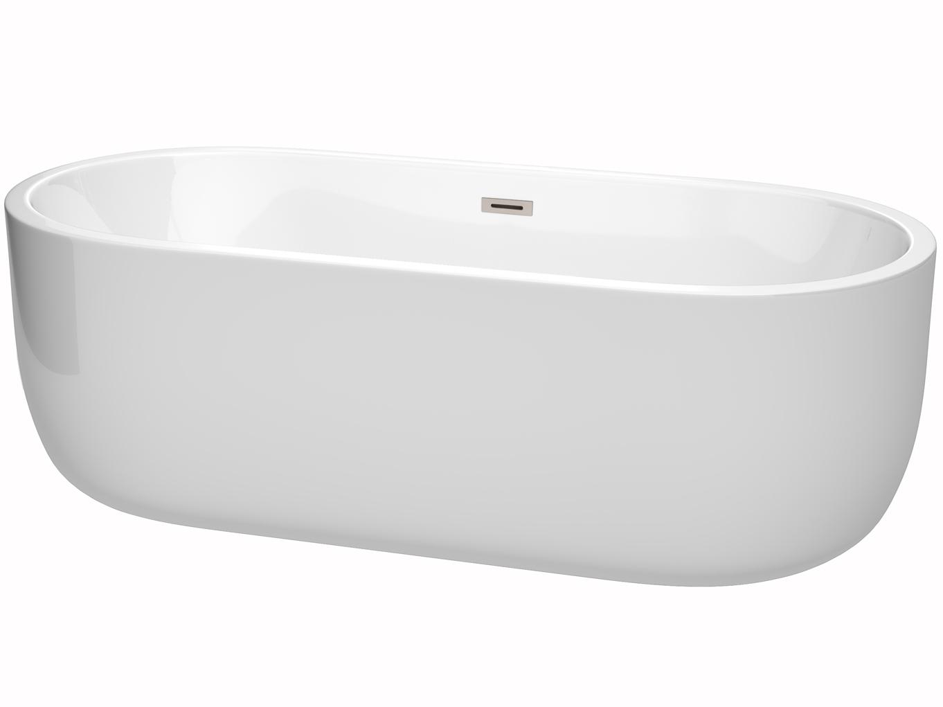 Wyndham Collection Juliette White Bathtub with Drain and Overflow