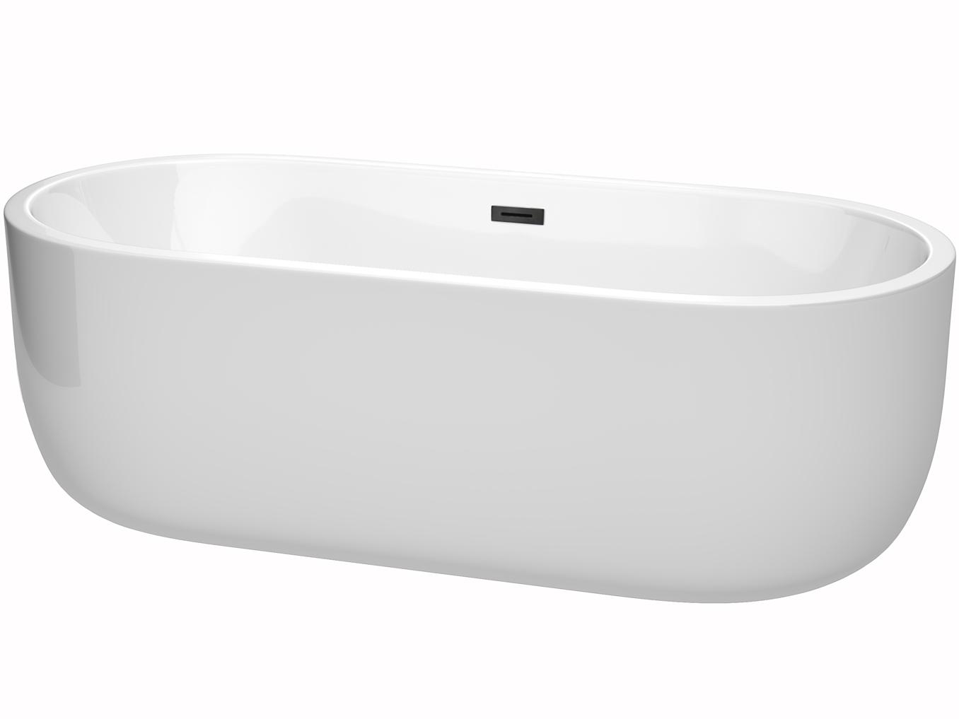 Wyndham Collection Juliette White Bathtub with Drain and Overflow