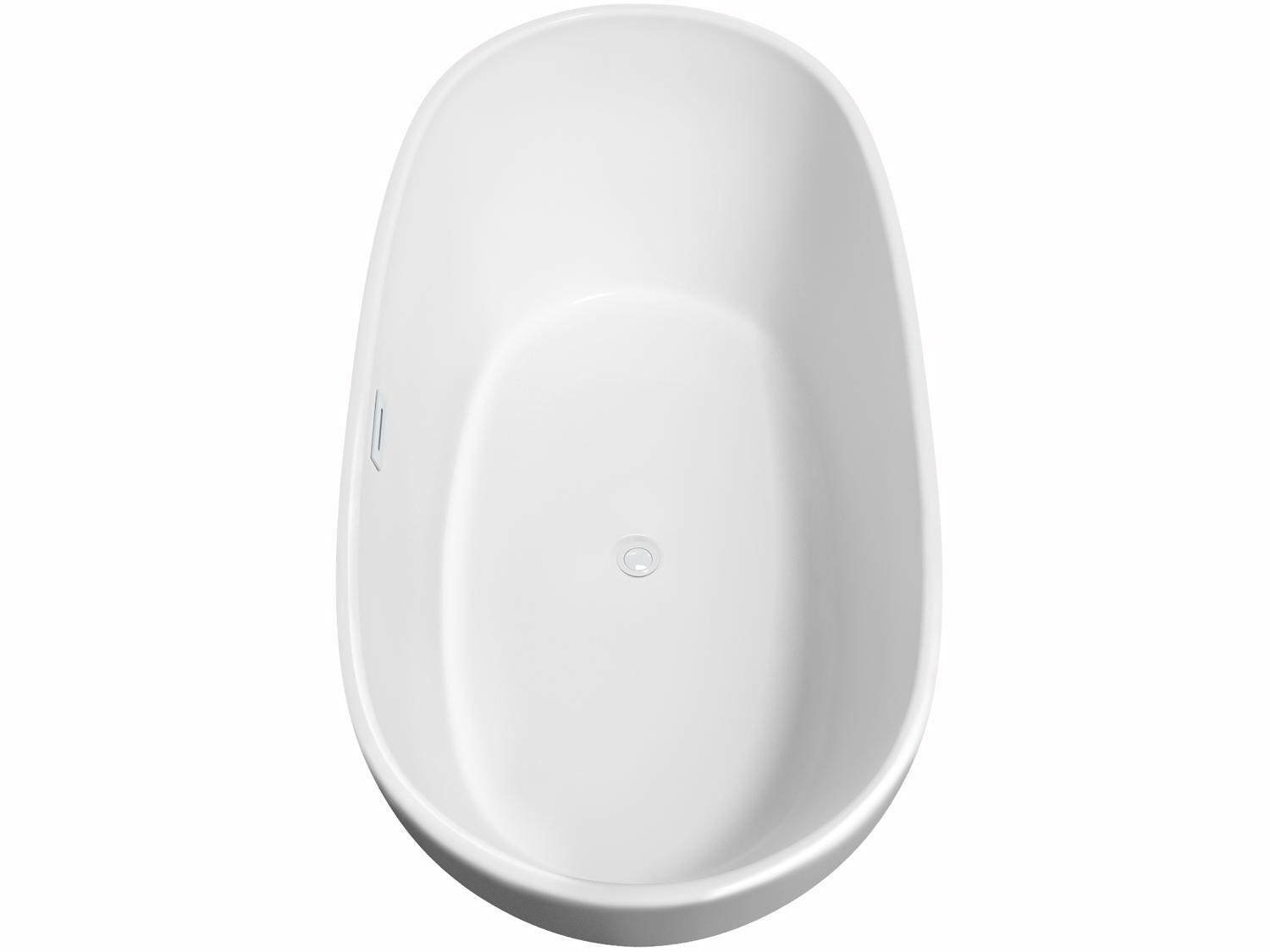 Wyndham Collection Rebecca White Bathtub with Shiny White Trim and Floor Mounted Faucet