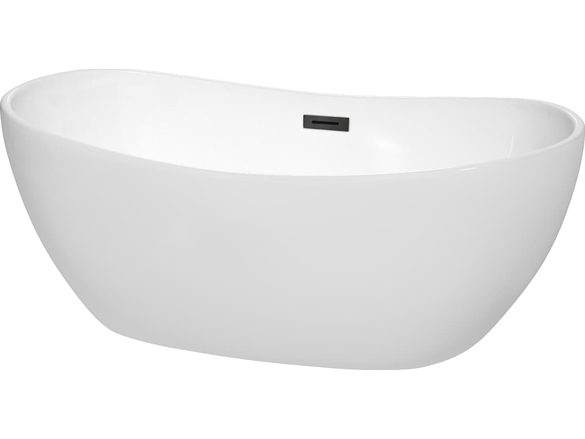Wyndham Collection Rebecca White Bathtub with Drain and Overflow