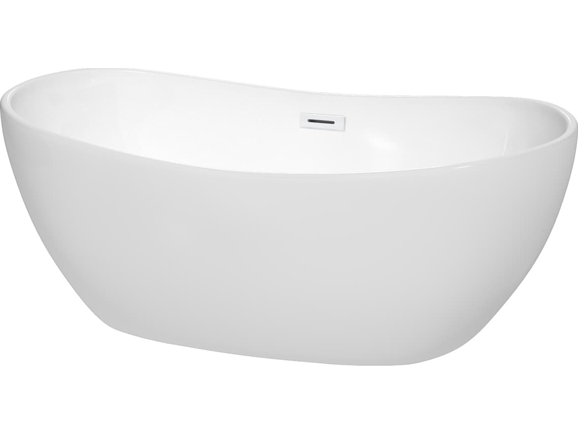 Wyndham Collection Rebecca White Bathtub with Drain and Overflow