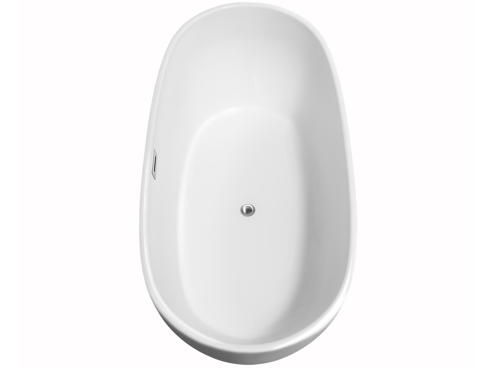 Wyndham Collection Rebecca White Bathtub with Polished Chrome Trim and Floor Mounted Faucet