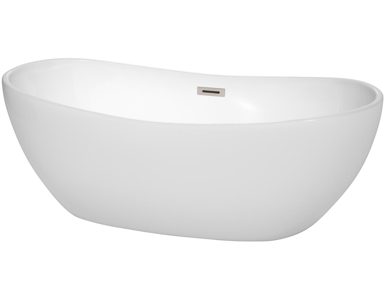 Wyndham Collection Rebecca White Bathtub with Drain and Overflow