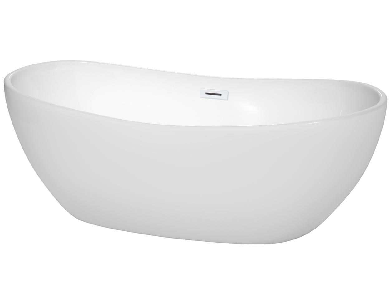 Wyndham Collection Rebecca White Bathtub with Drain and Overflow