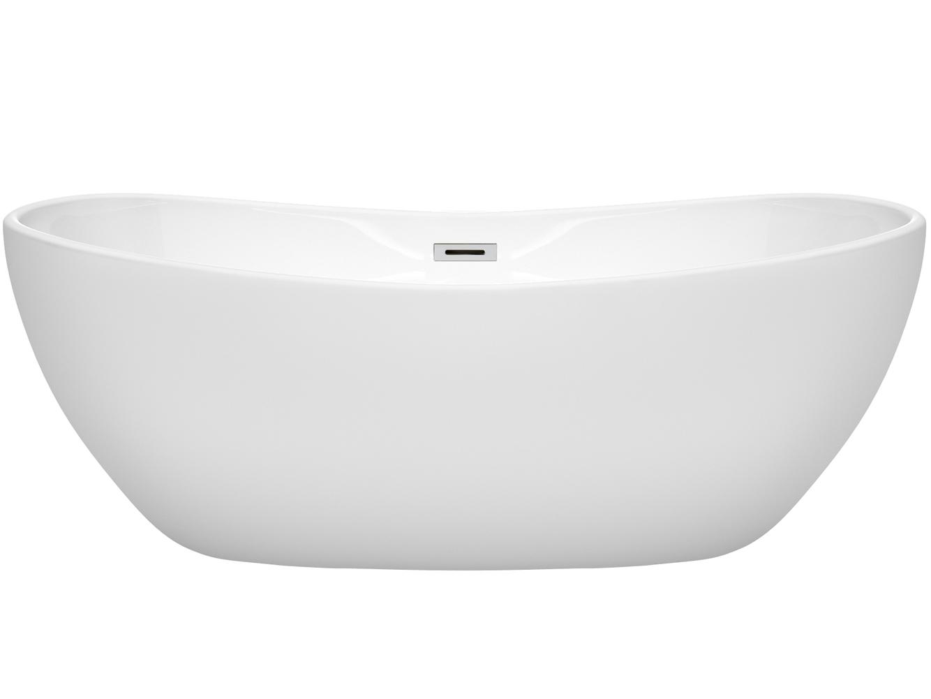 Wyndham Collection Rebecca White Bathtub with Drain and Overflow