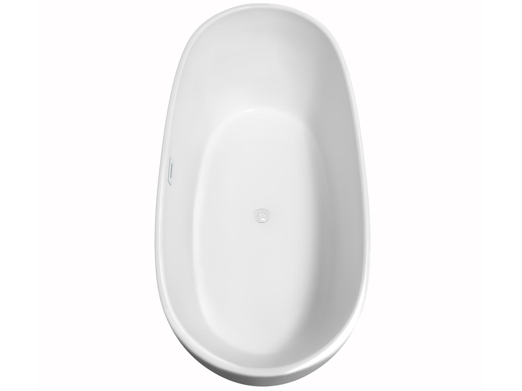 Wyndham Collection Rebecca White Bathtub with Shiny White Trim and Floor Mounted Faucet