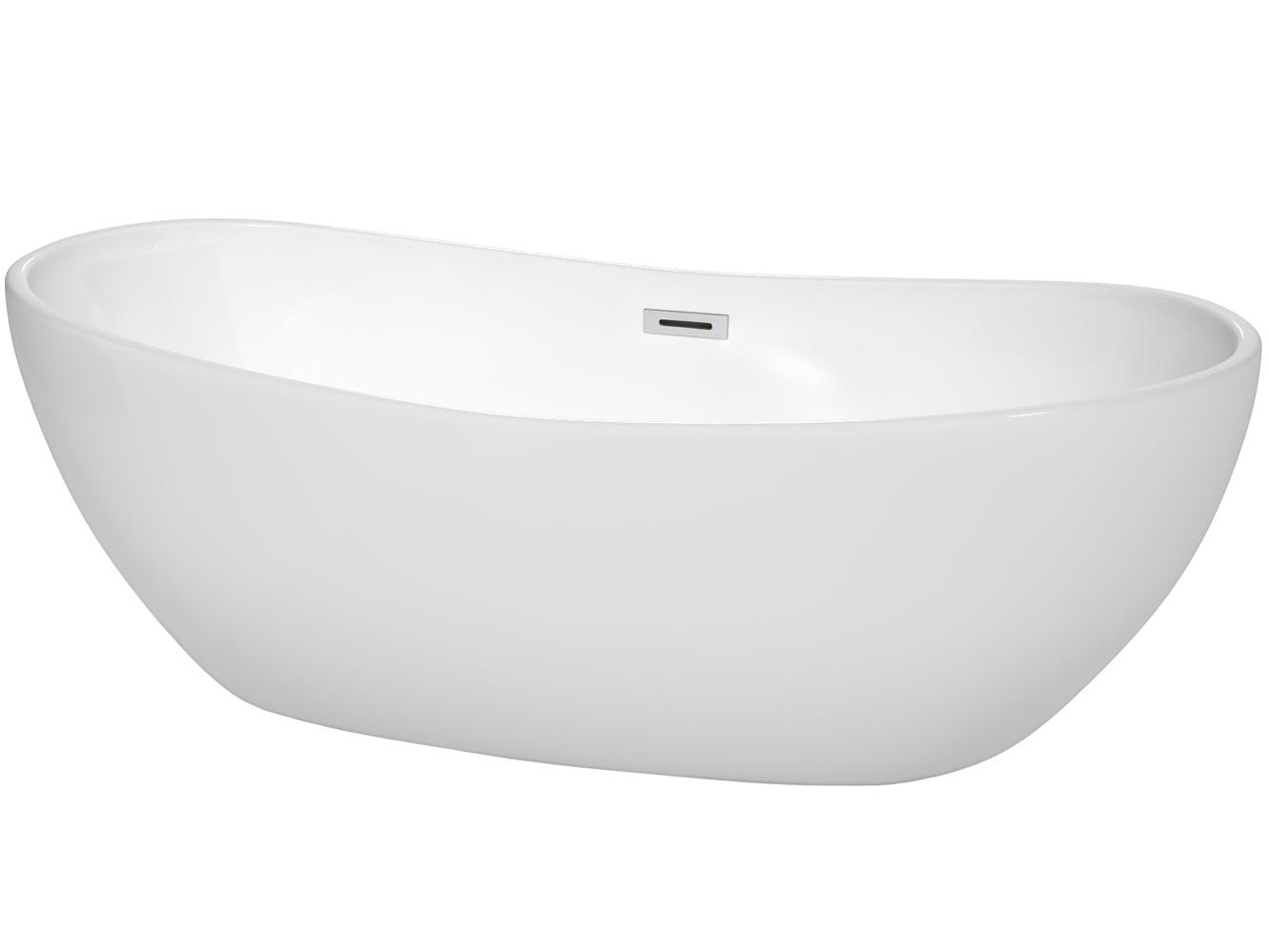 Wyndham Collection Rebecca White Bathtub with Drain and Overflow