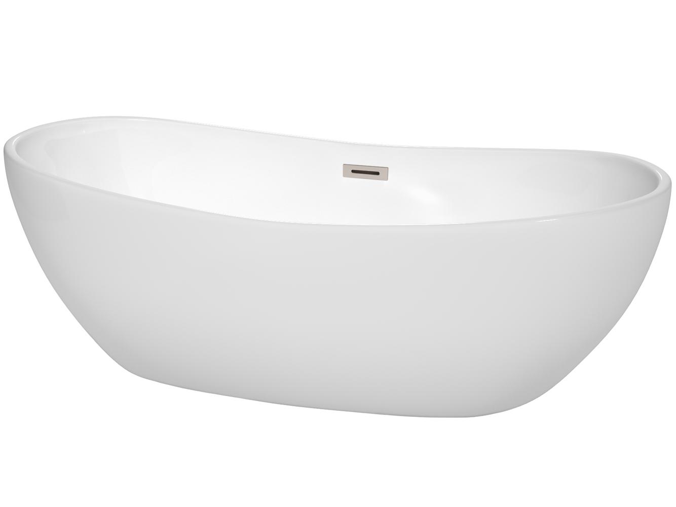 Wyndham Collection Rebecca White Bathtub with Drain and Overflow