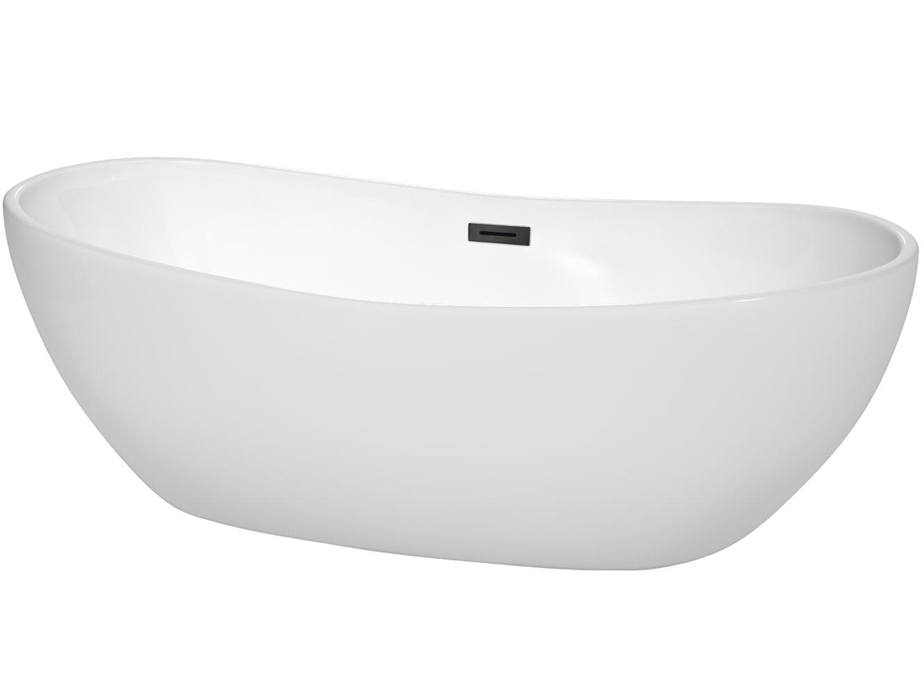 Wyndham Collection Rebecca White Bathtub with Drain and Overflow