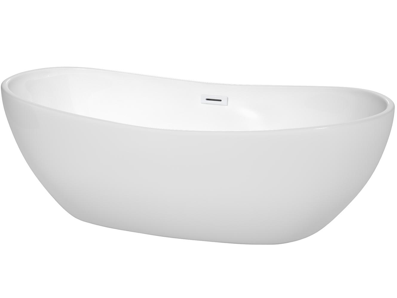 Wyndham Collection Rebecca White Bathtub with Drain and Overflow