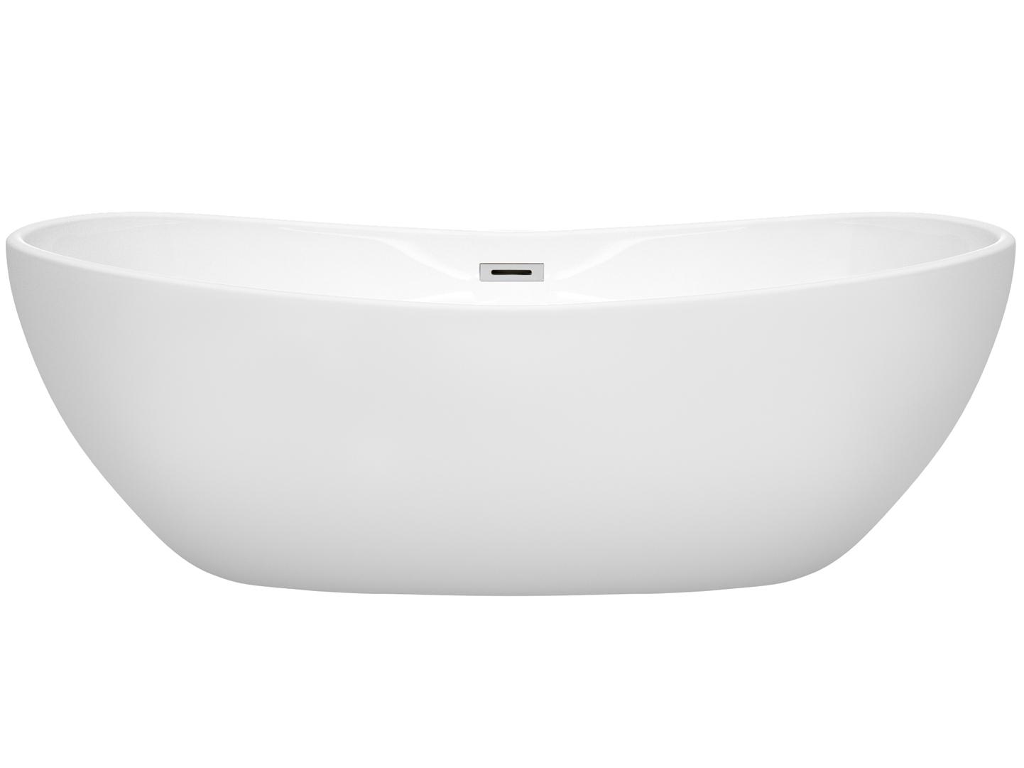 Wyndham Collection Rebecca White Bathtub with Drain and Overflow