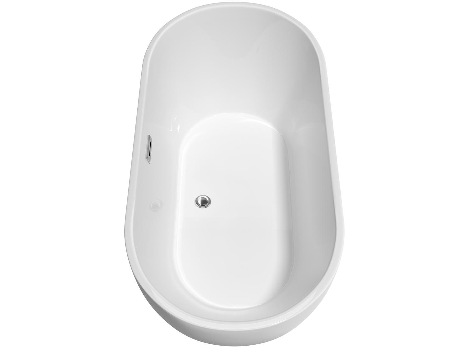 Wyndham Collection Brooklyn White Bathtub with Polished Chrome Trim and Floor Mounted Faucet