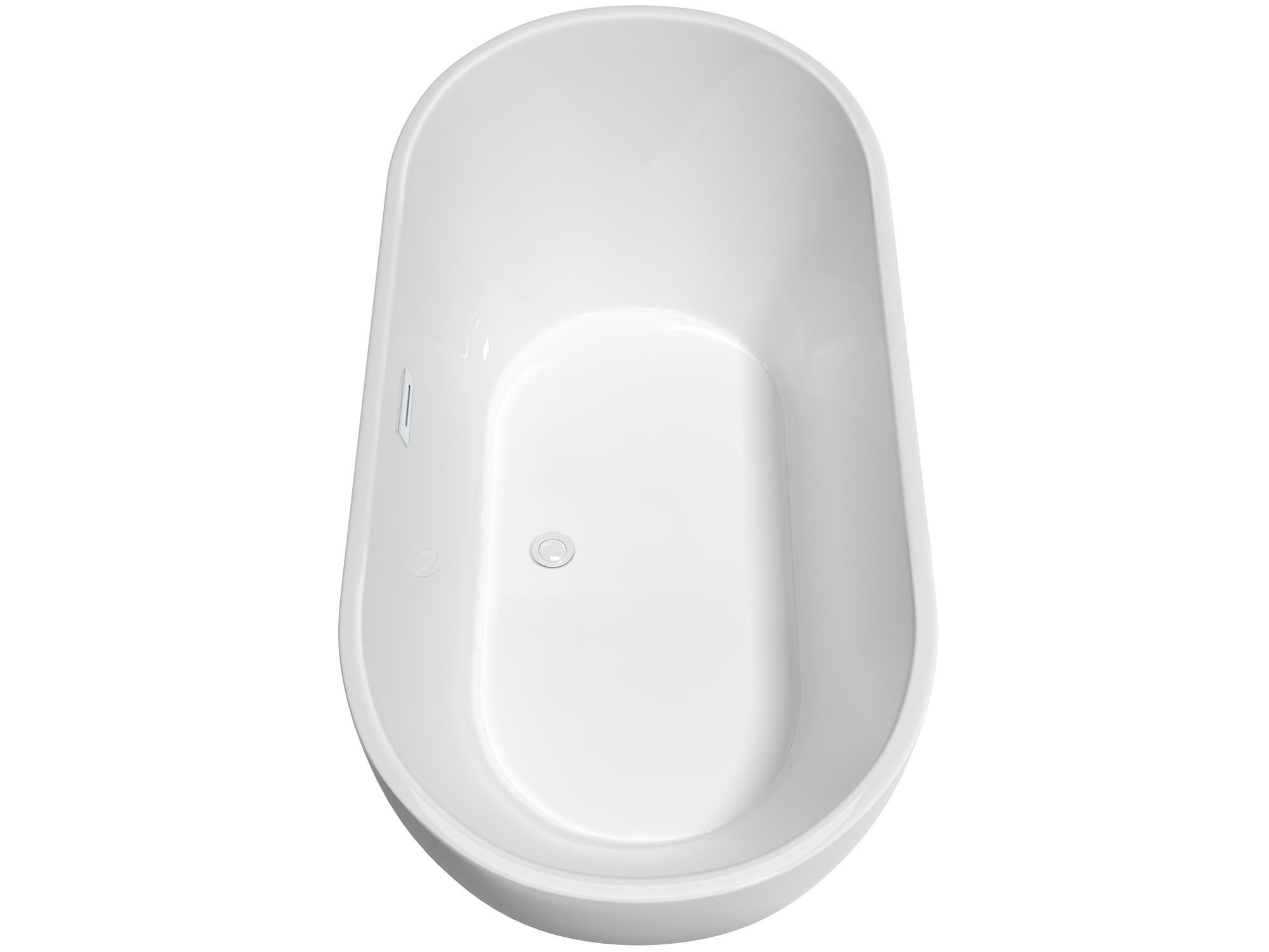 Wyndham Collection Brooklyn White Bathtub with Shiny White Trim and Floor Mounted Faucet