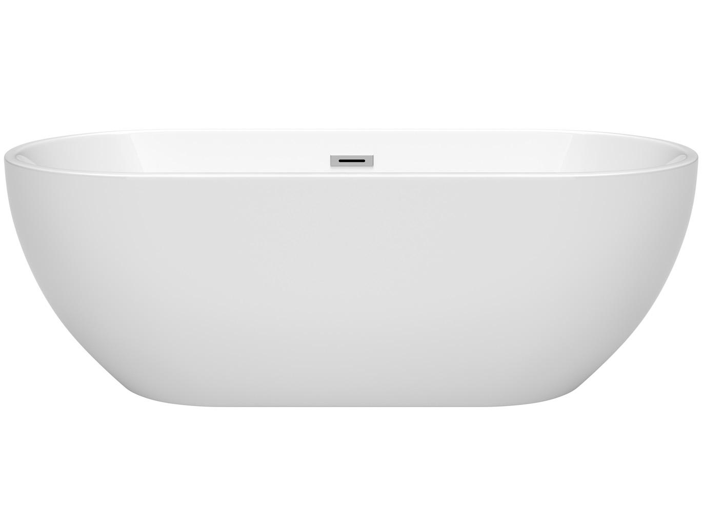 Wyndham Collection Brooklyn White Bathtub with Drain and Overflow