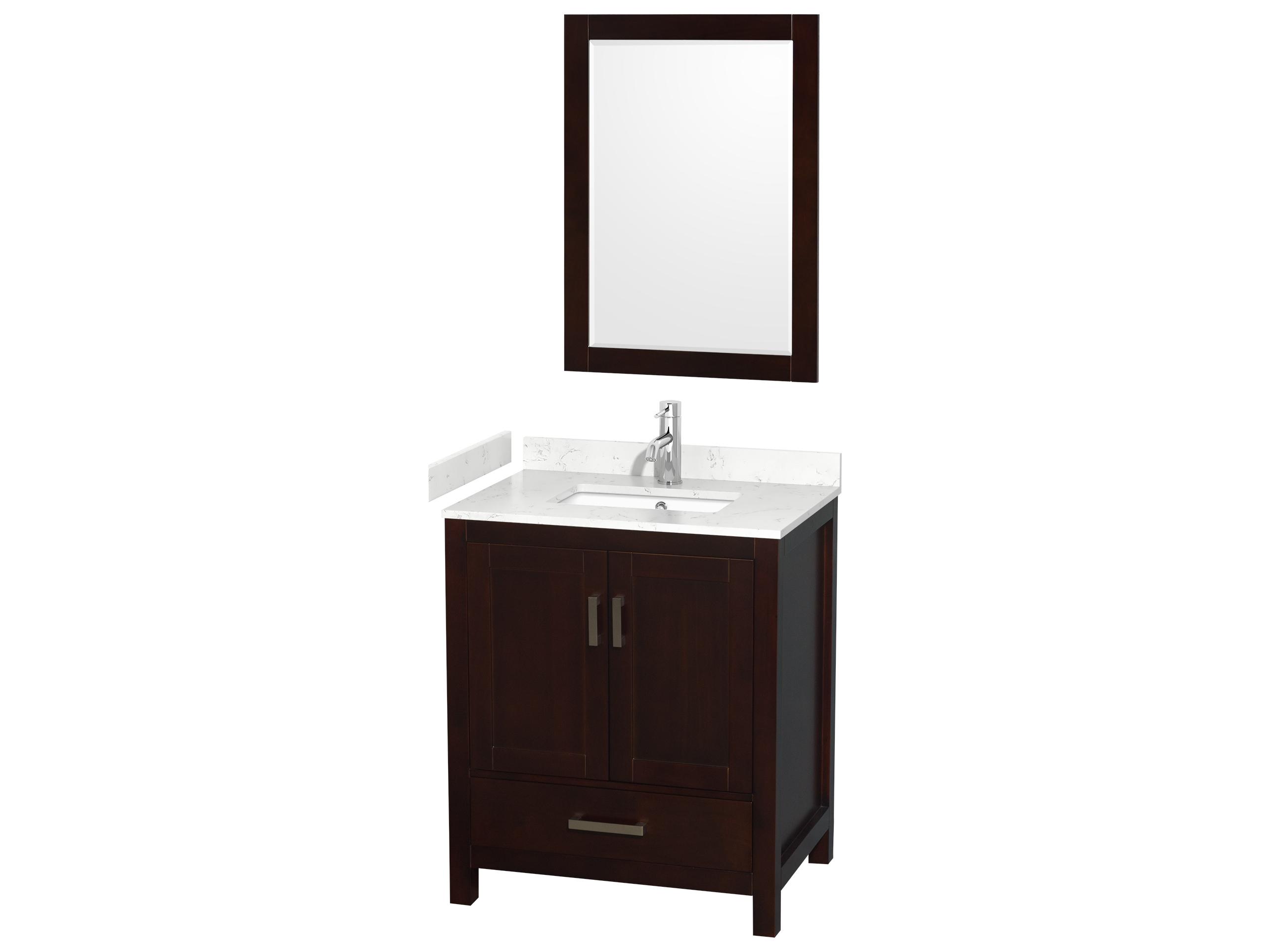 Wyndham Collection Sheffield 30" Espresso Vanity with 24" Mirror