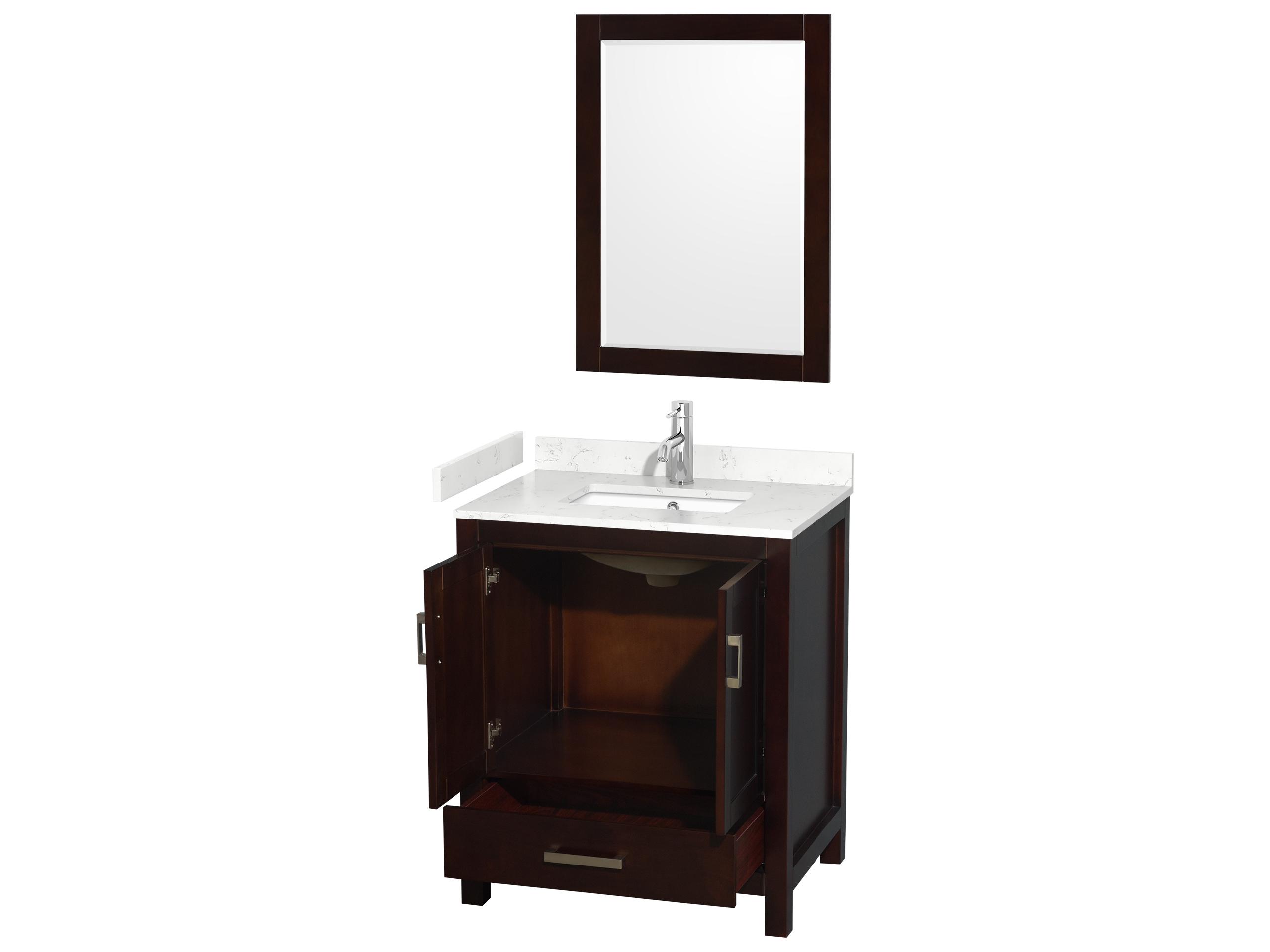 Wyndham Collection Sheffield 30" Espresso Vanity with 24" Mirror