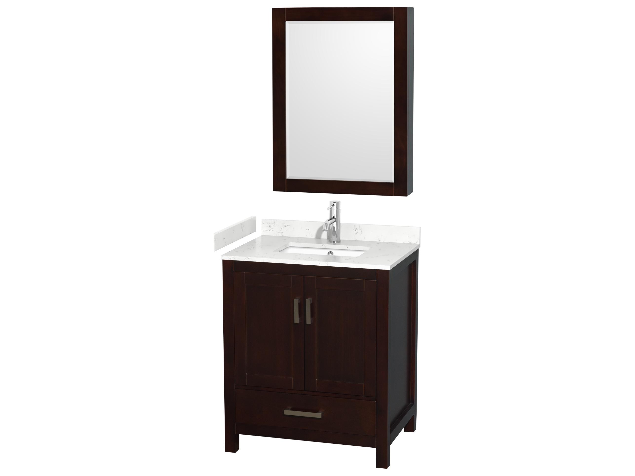 Wyndham Collection Sheffield 30" Espresso Vanity with Medicine Cabinet