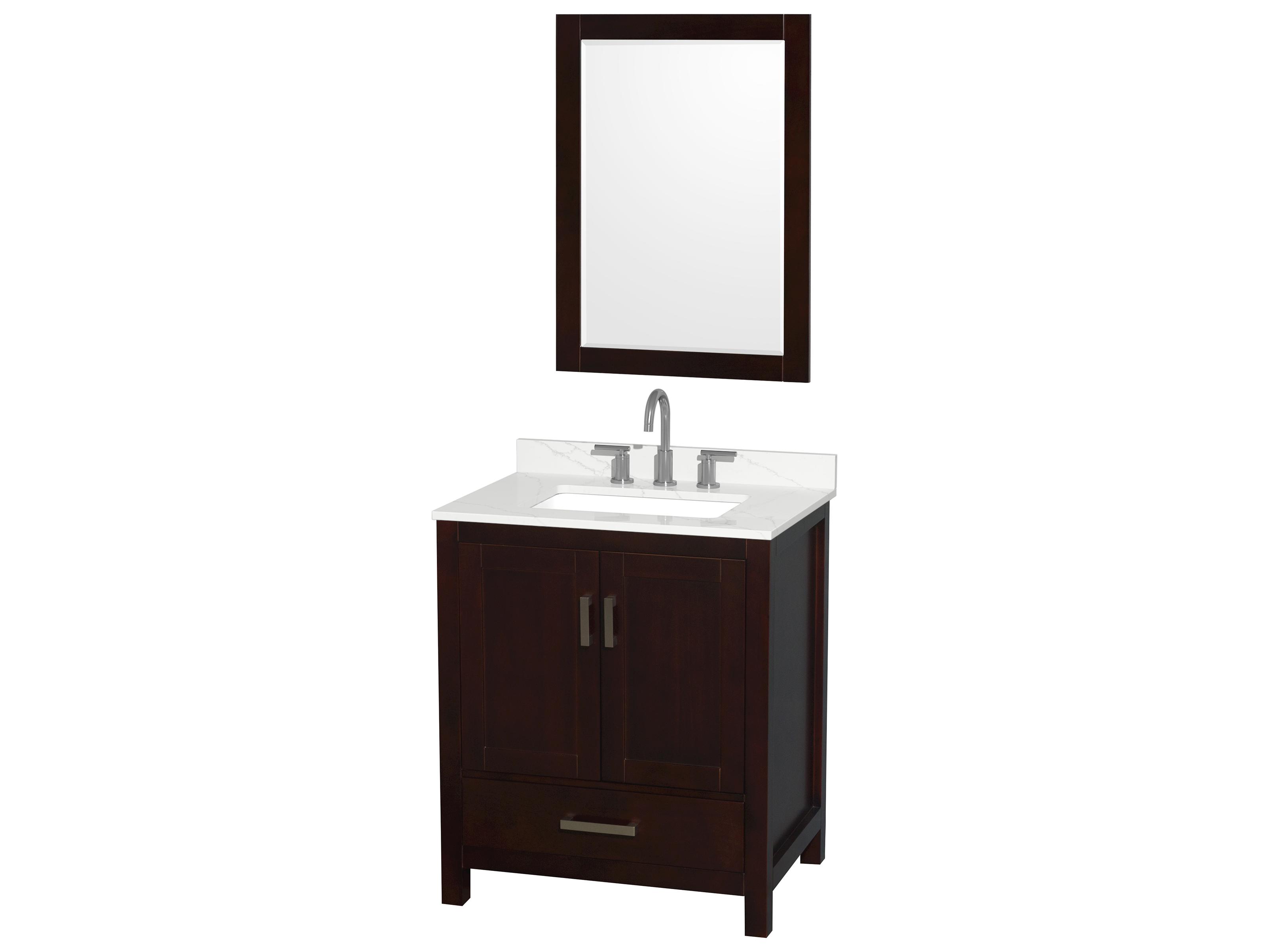 Wyndham Collection Sheffield 30" Espresso Vanity with 24" Mirror