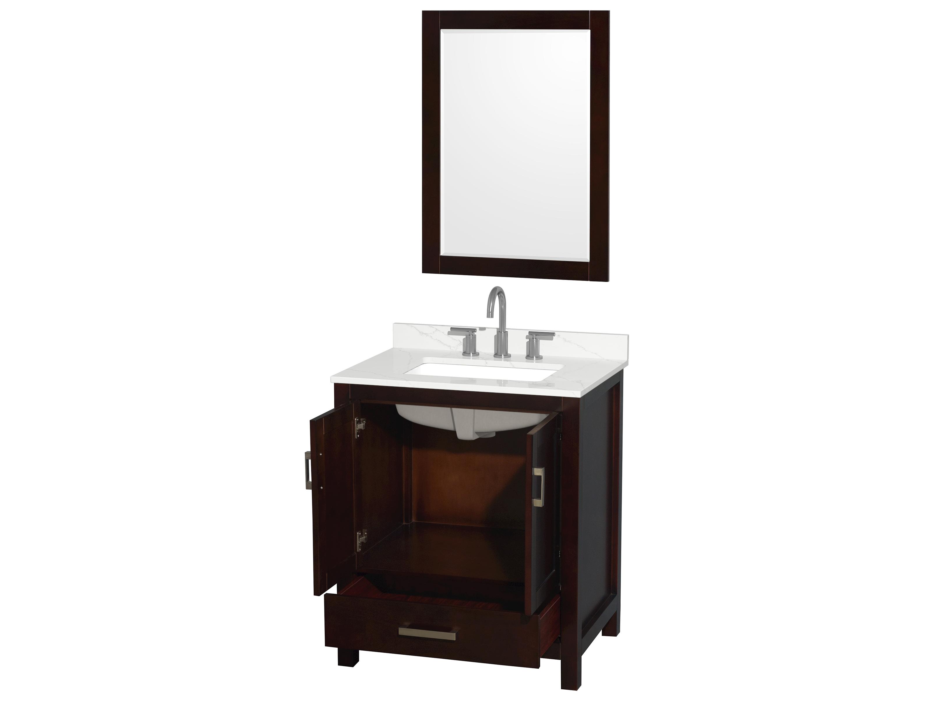 Wyndham Collection Sheffield 30" Espresso Vanity with 24" Mirror