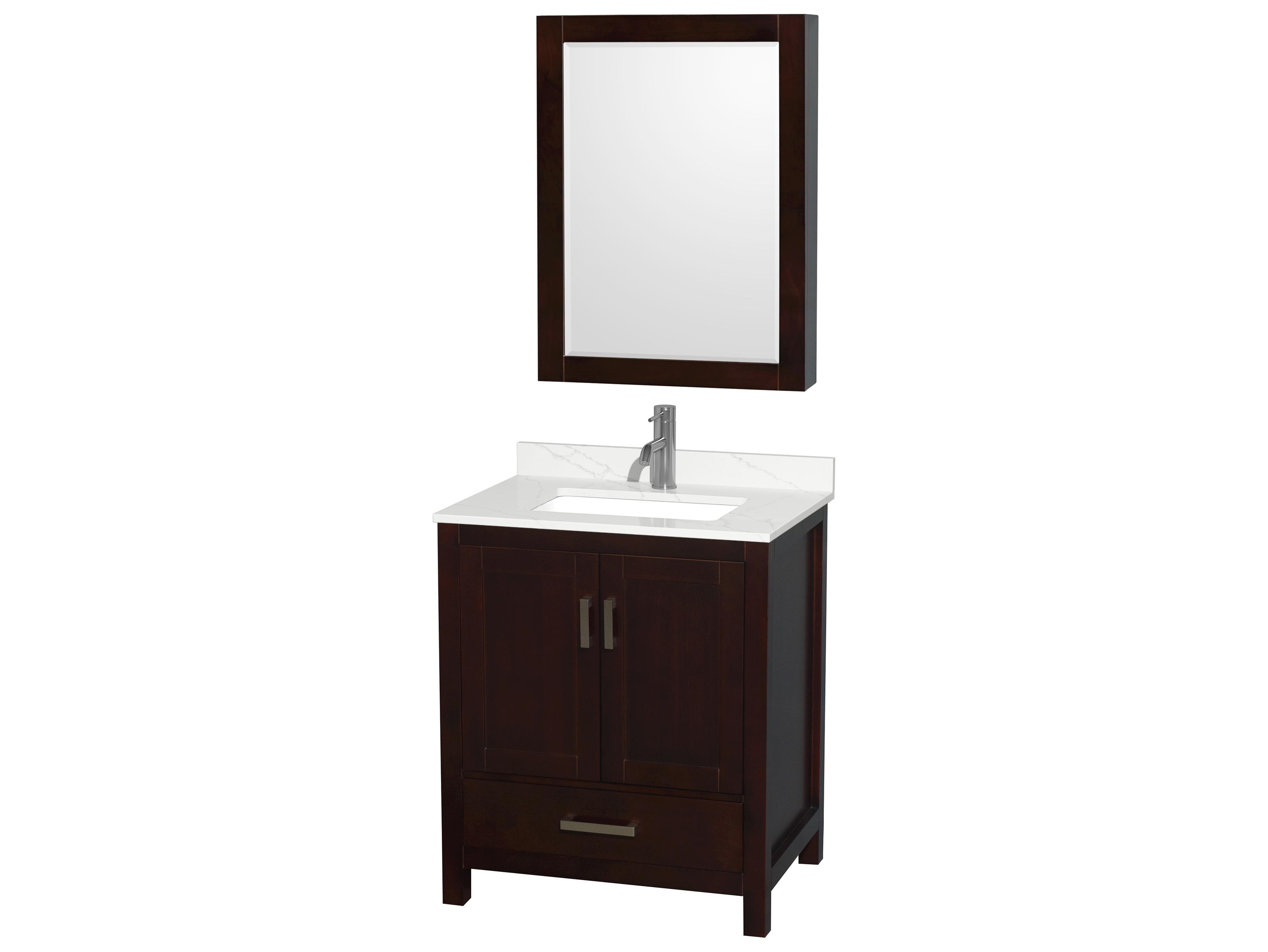 Wyndham Collection Sheffield 30" Espresso Vanity with Medicine Cabinet