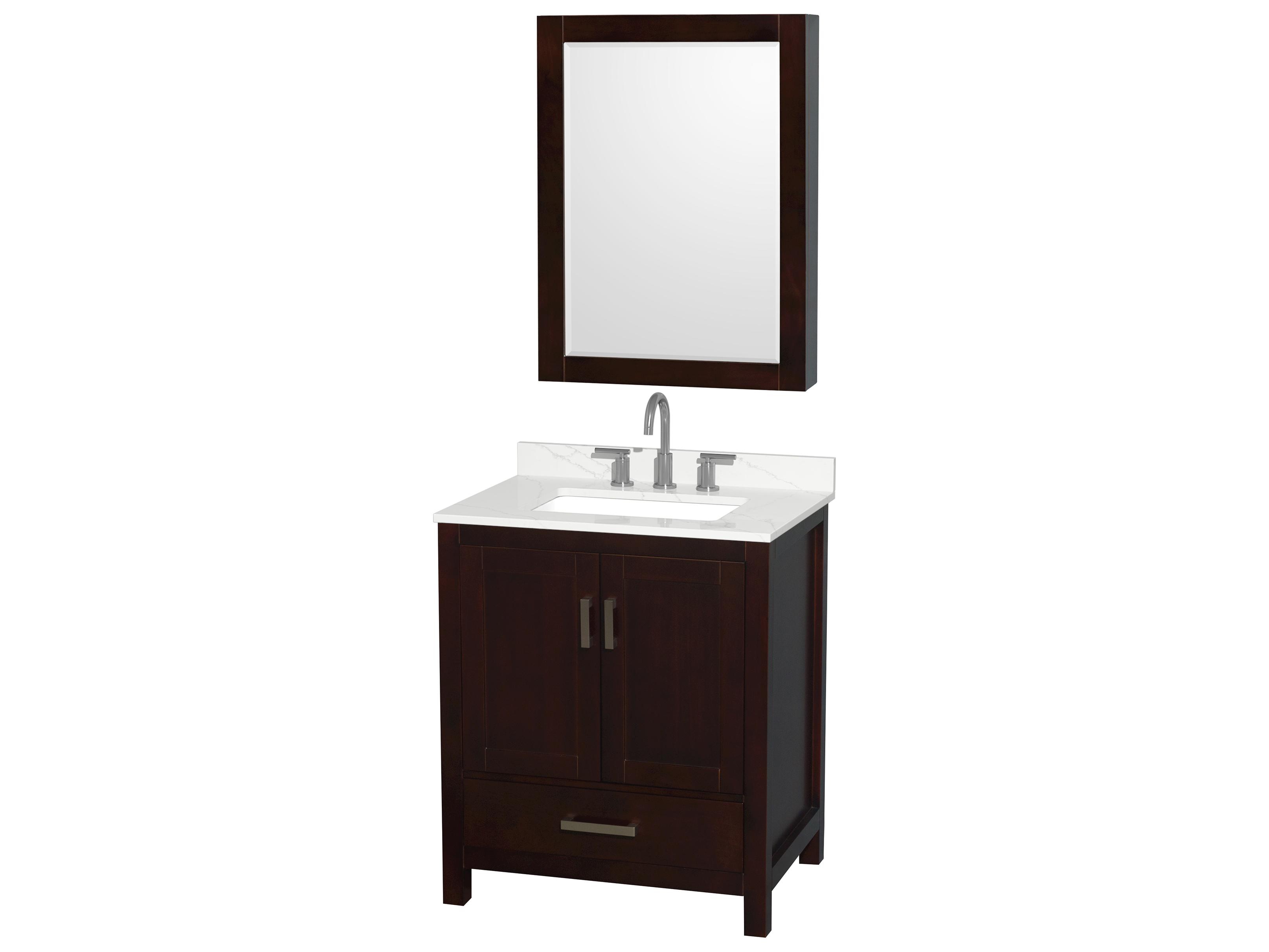 Wyndham Collection Sheffield 30" Espresso Vanity with Medicine Cabinet