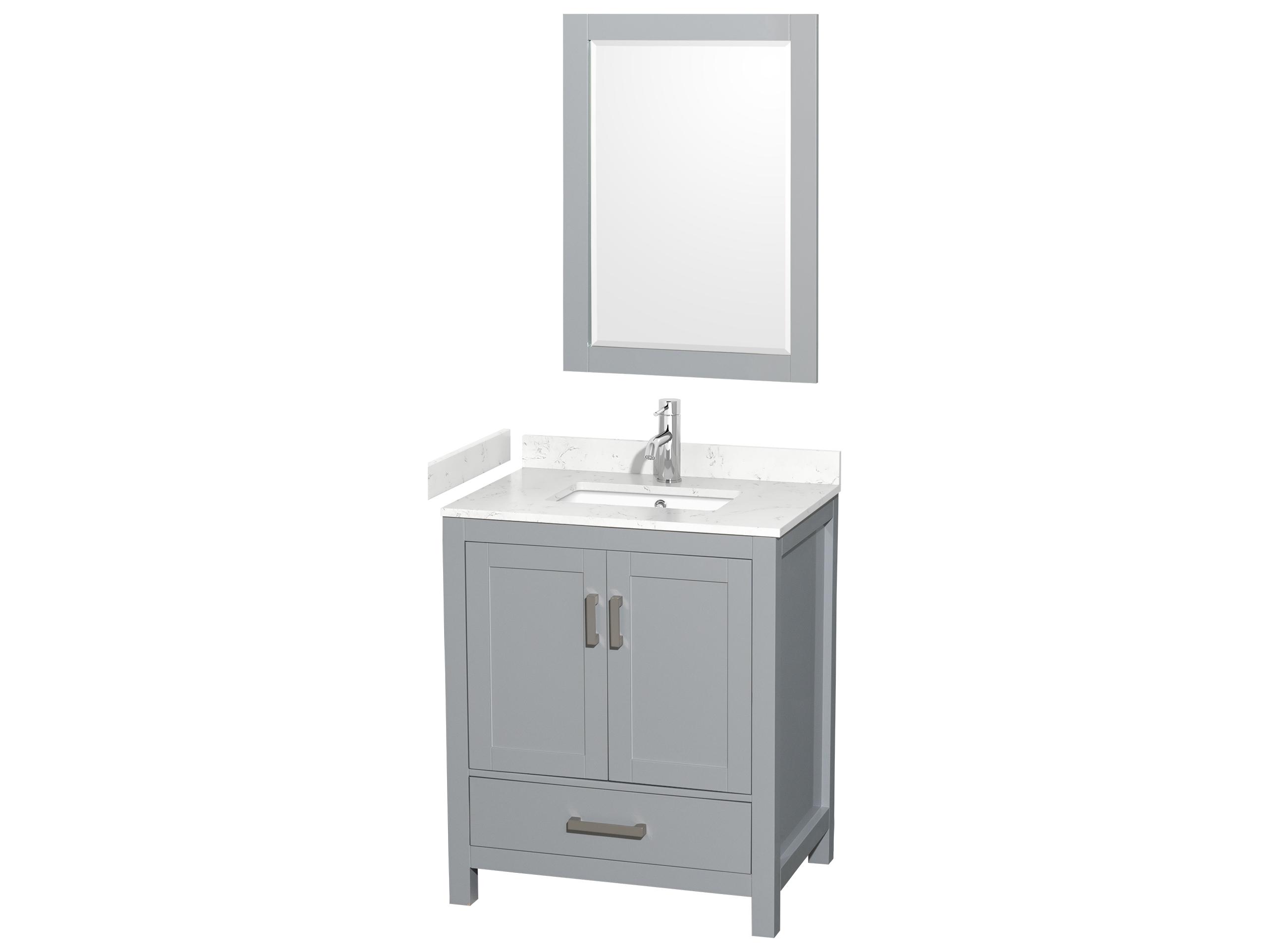 Wyndham Collection Sheffield 30" Gray Vanity with 24" Mirror