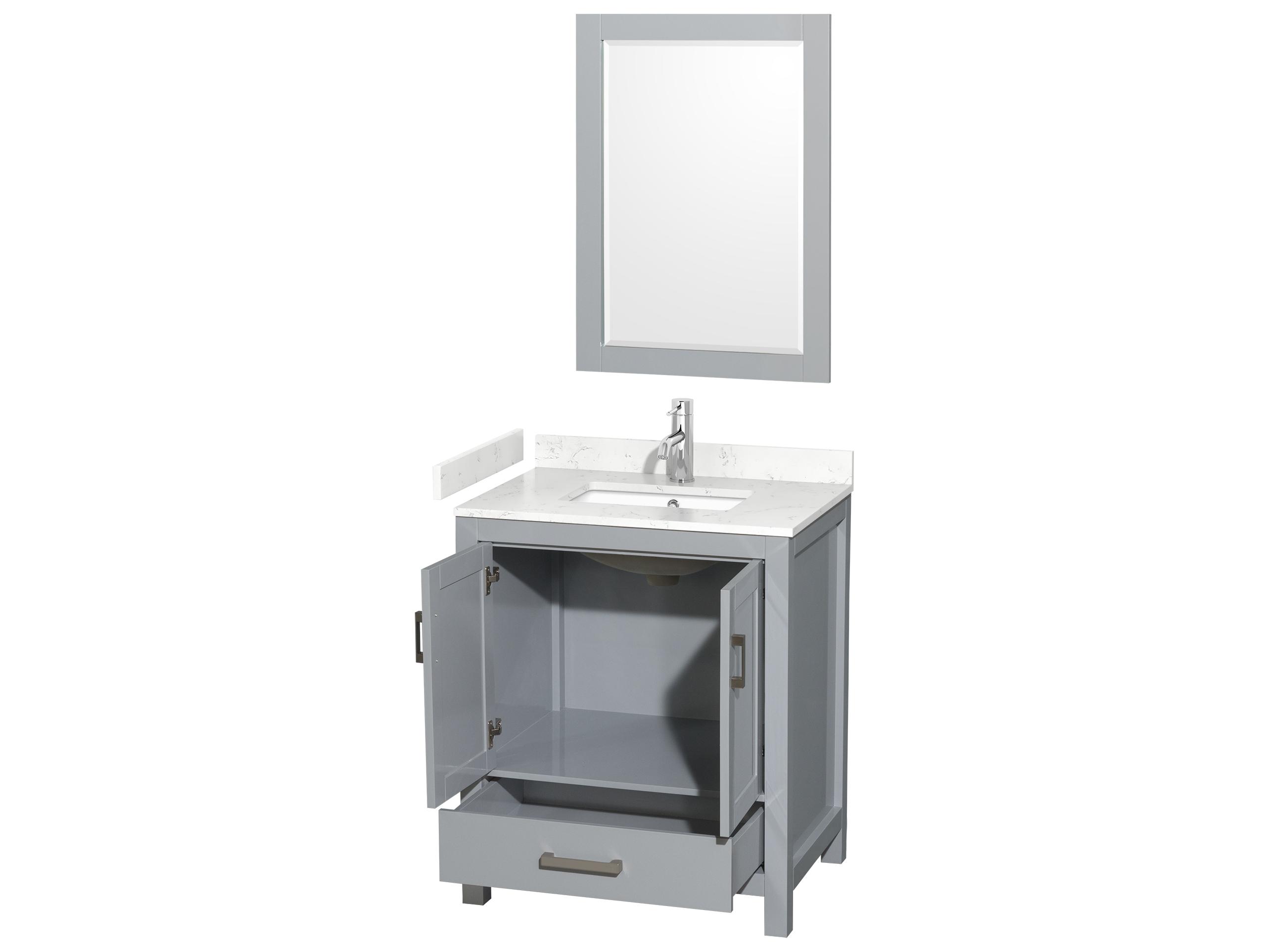 Wyndham Collection Sheffield 30" Gray Vanity with 24" Mirror
