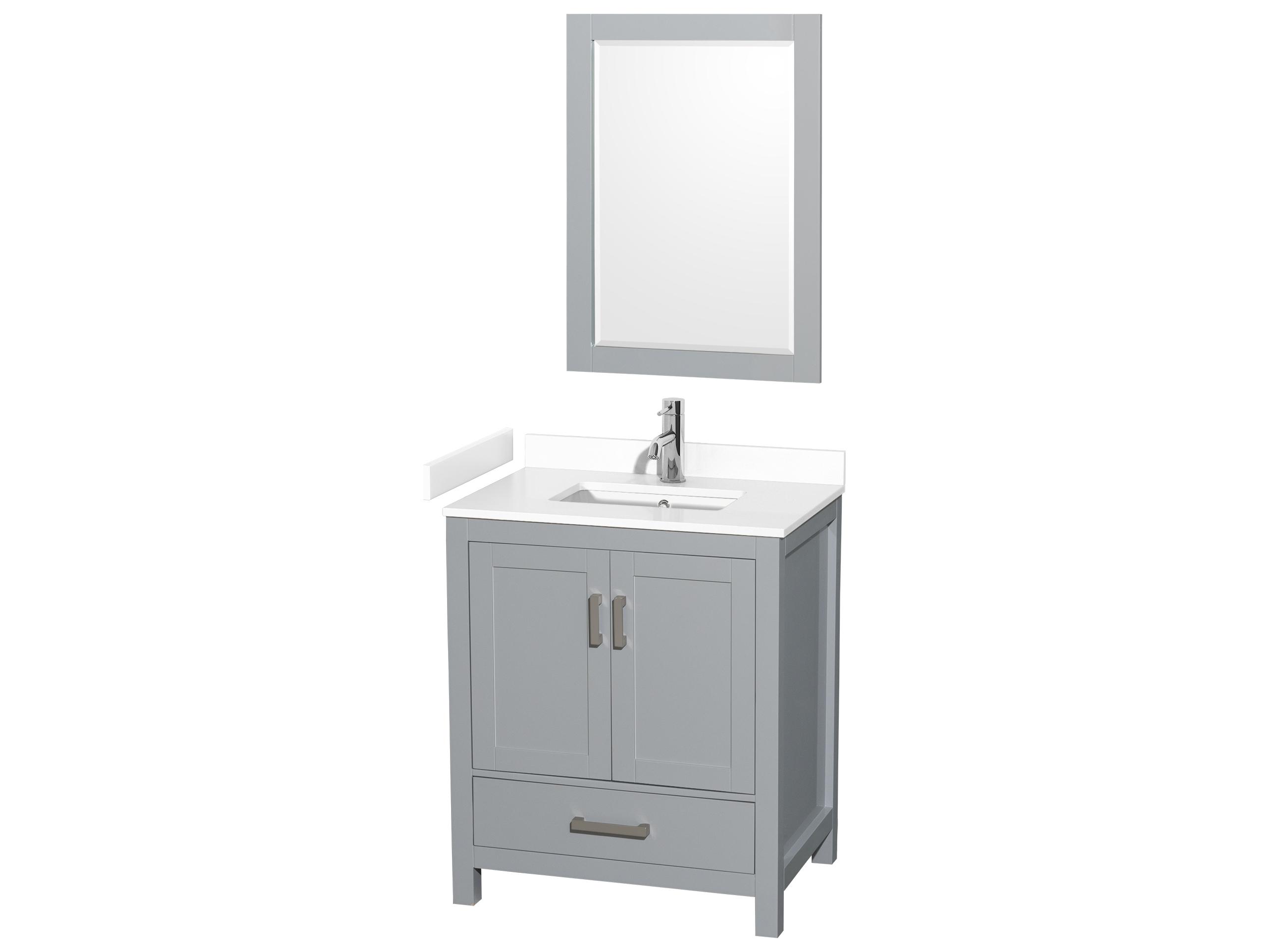 Wyndham Collection Sheffield 30" Gray Vanity with 24" Mirror