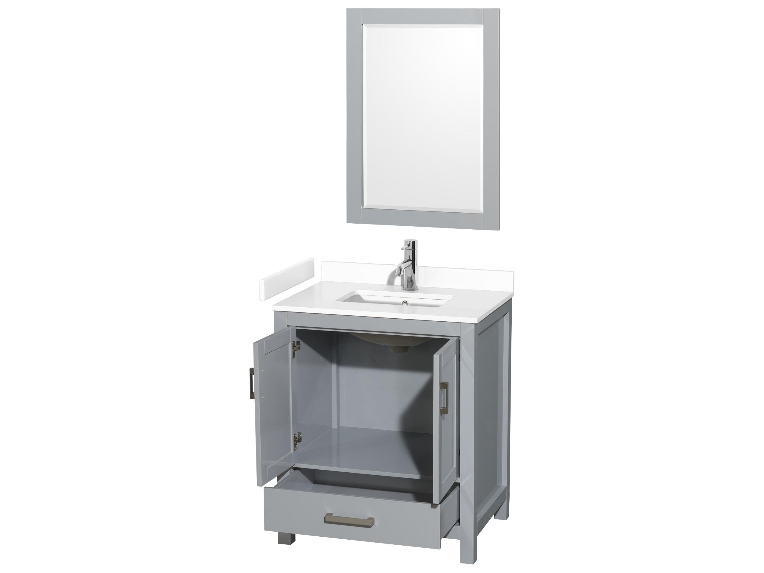 Wyndham Collection Sheffield 30" Gray Vanity with 24" Mirror