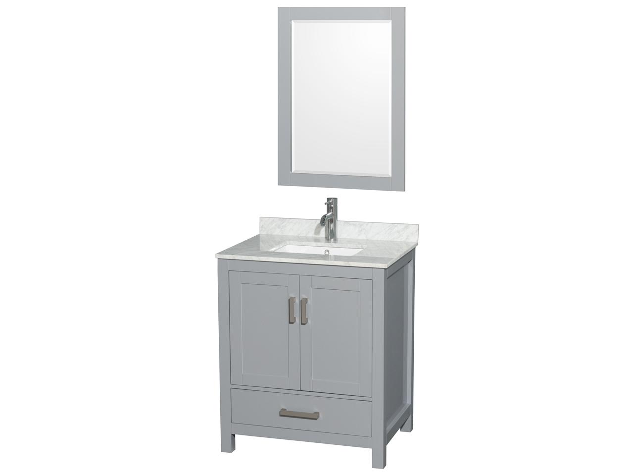 Wyndham Collection Sheffield 30" Gray Vanity with 24" Mirror