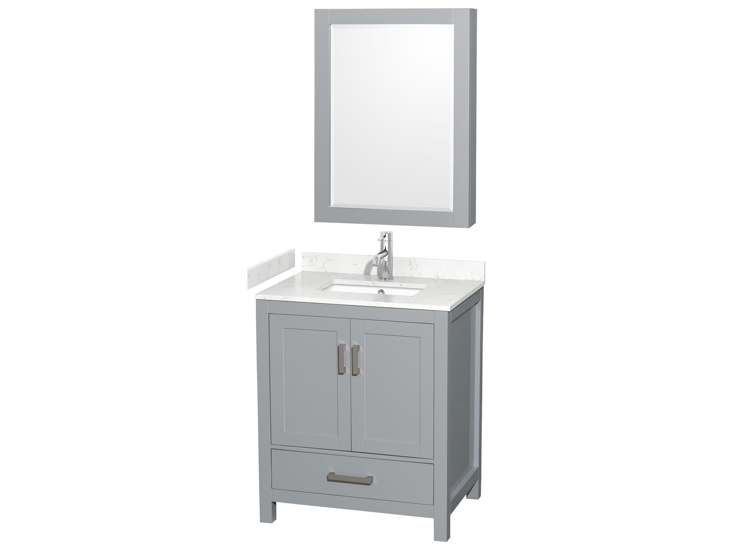 Wyndham Collection Sheffield 30" Gray Vanity with Medicine Cabinet