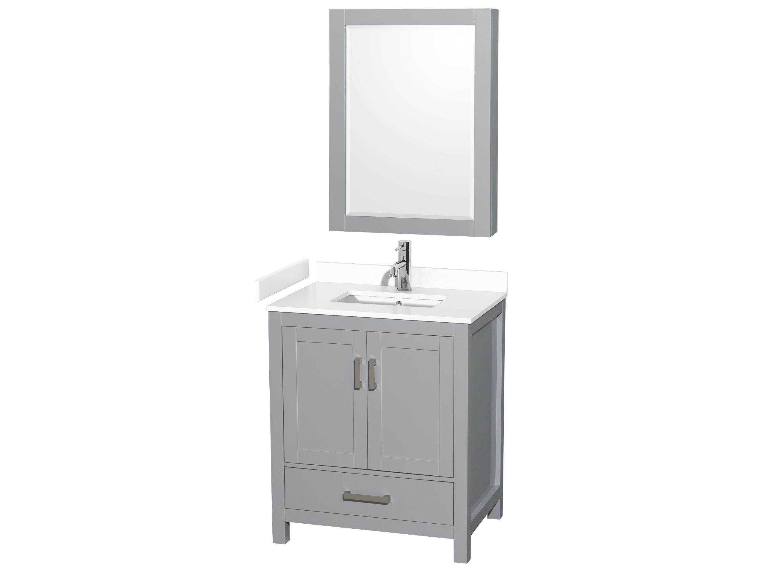 Wyndham Collection Sheffield 30" Gray Vanity with Medicine Cabinet