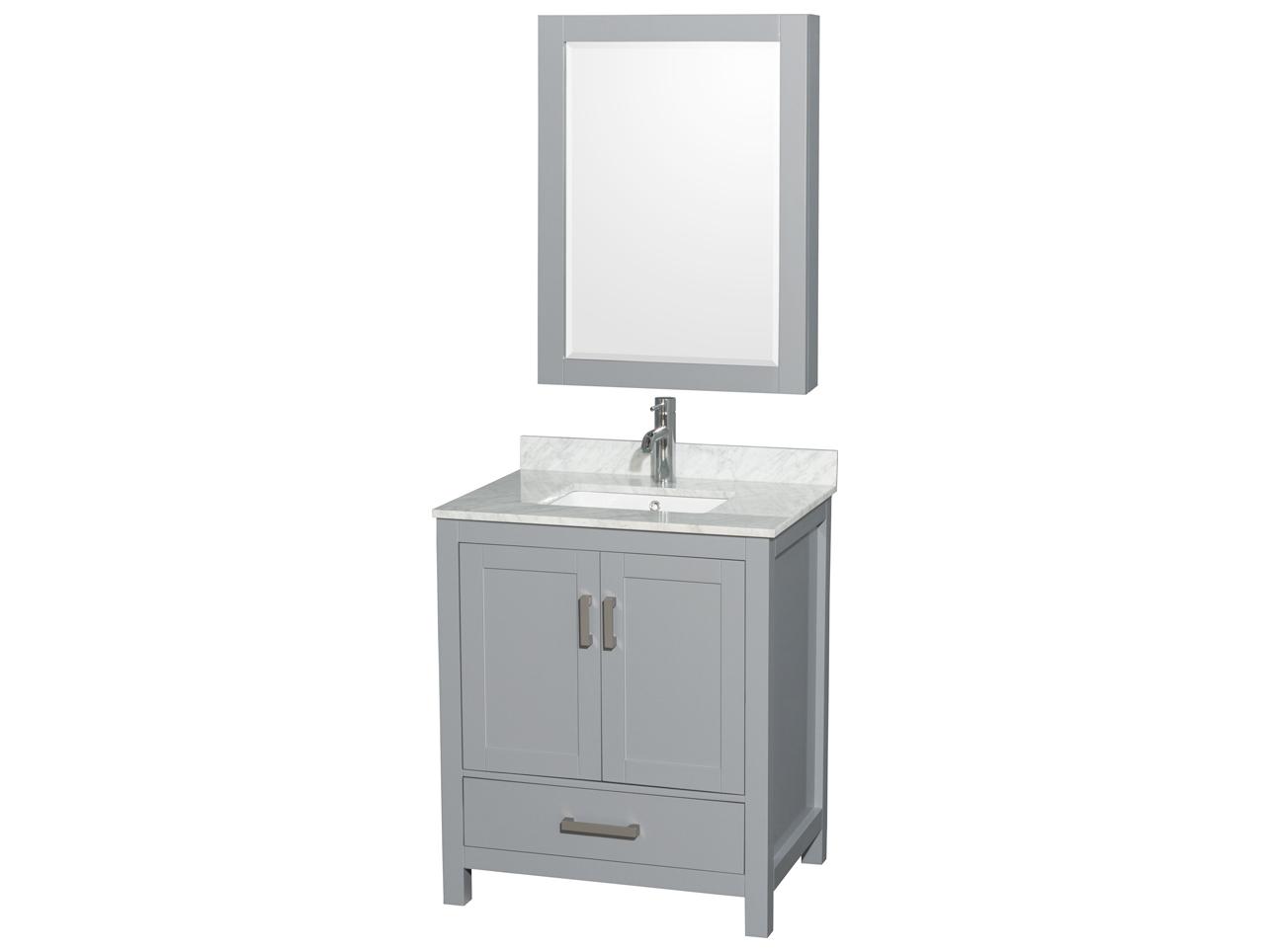 Wyndham Collection Sheffield 30" Gray Vanity with Medicine Cabinet