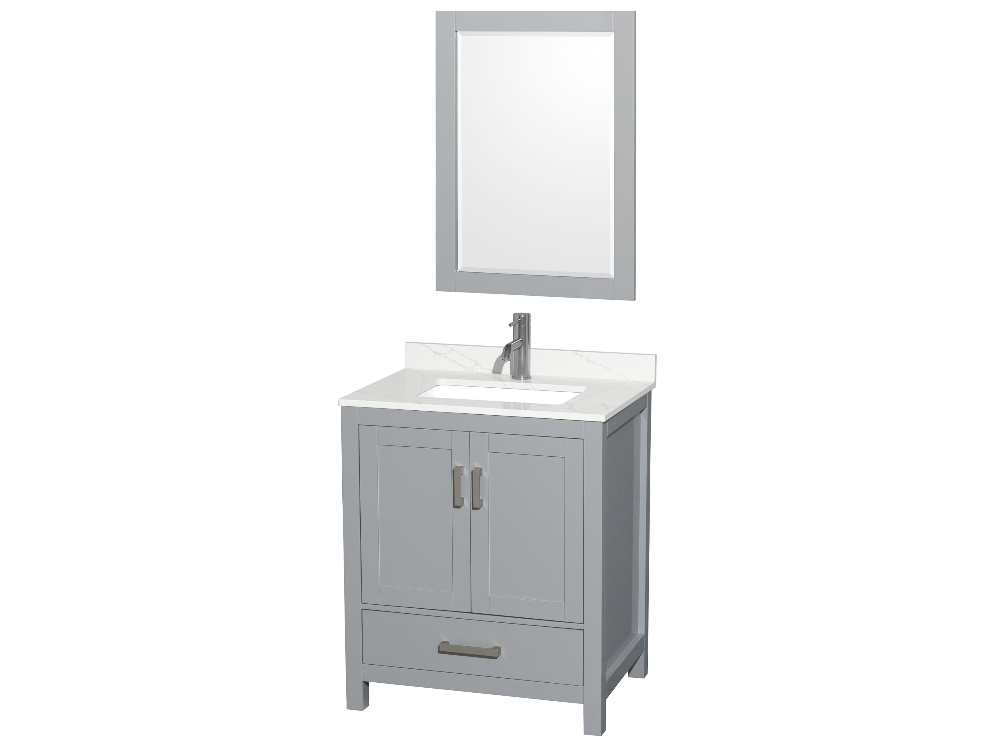 Wyndham Collection Sheffield 30" Gray Vanity with 24" Mirror