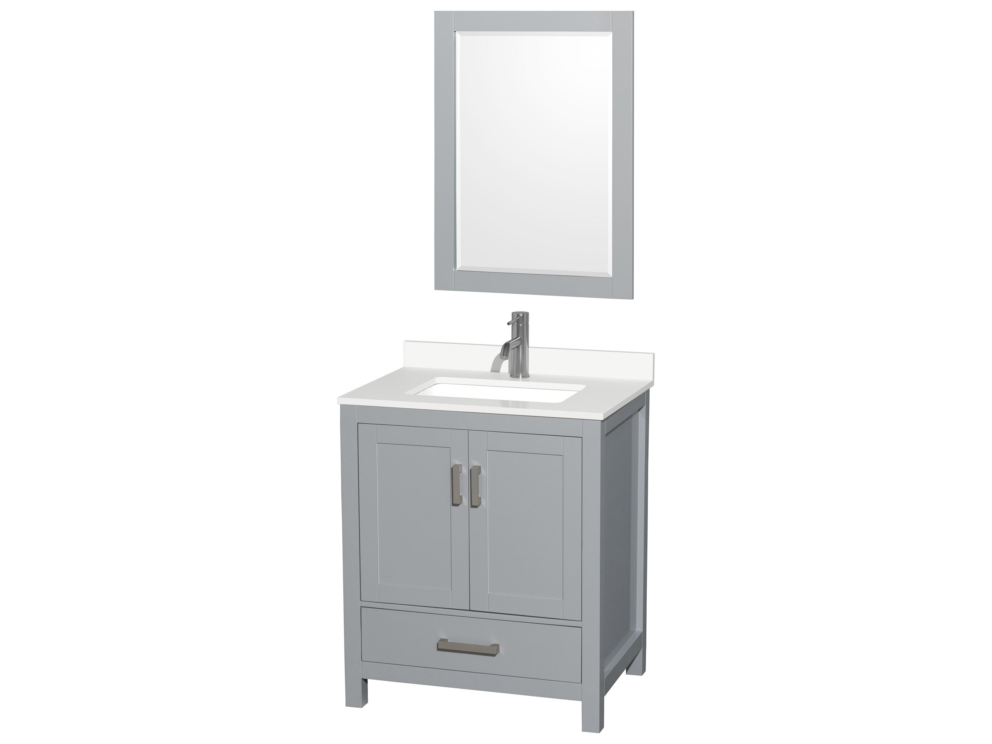 Wyndham Collection Sheffield 30" Gray Vanity with 24" Mirror