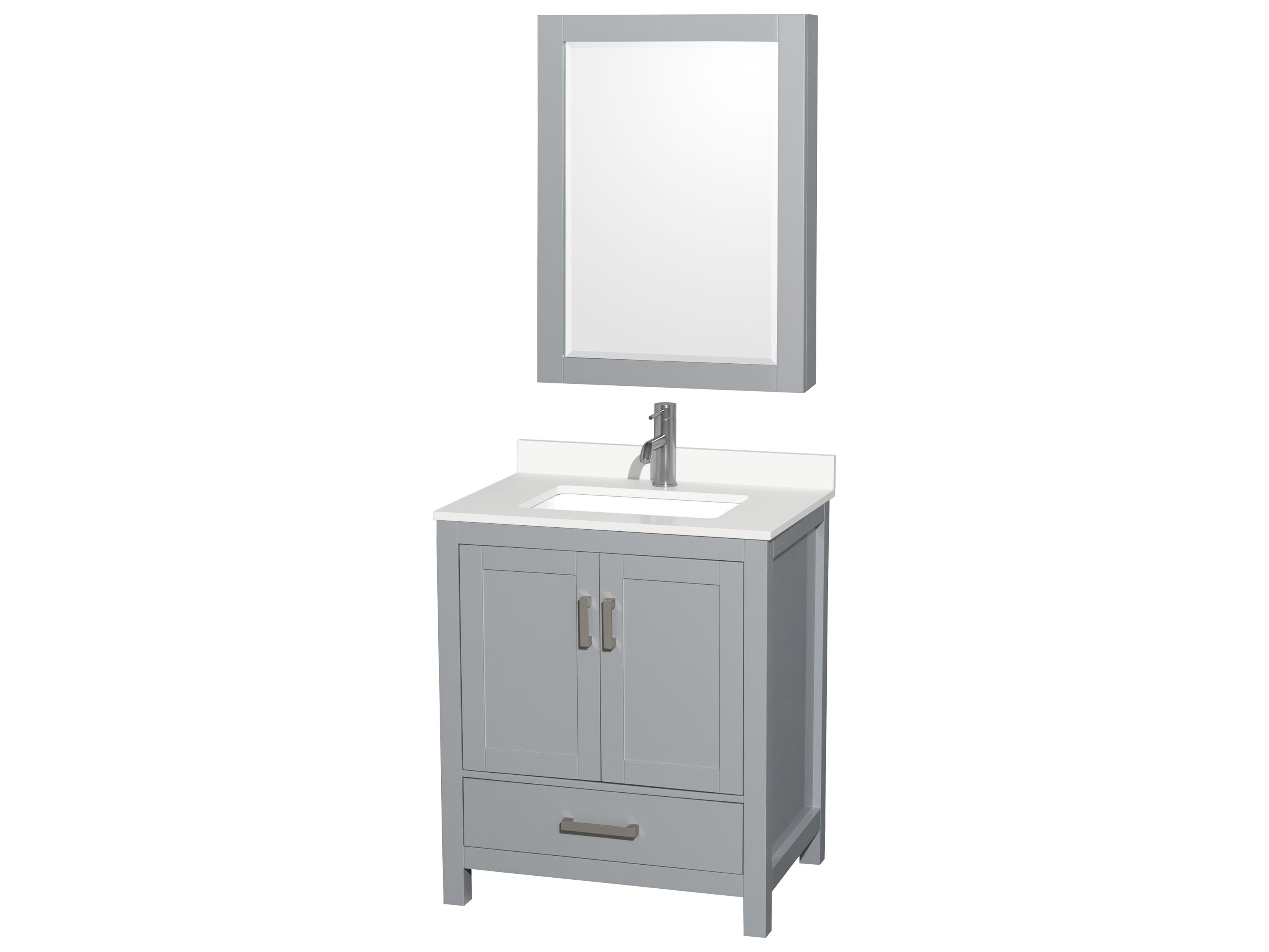Wyndham Collection Sheffield 30" Gray Vanity with Medicine Cabinet