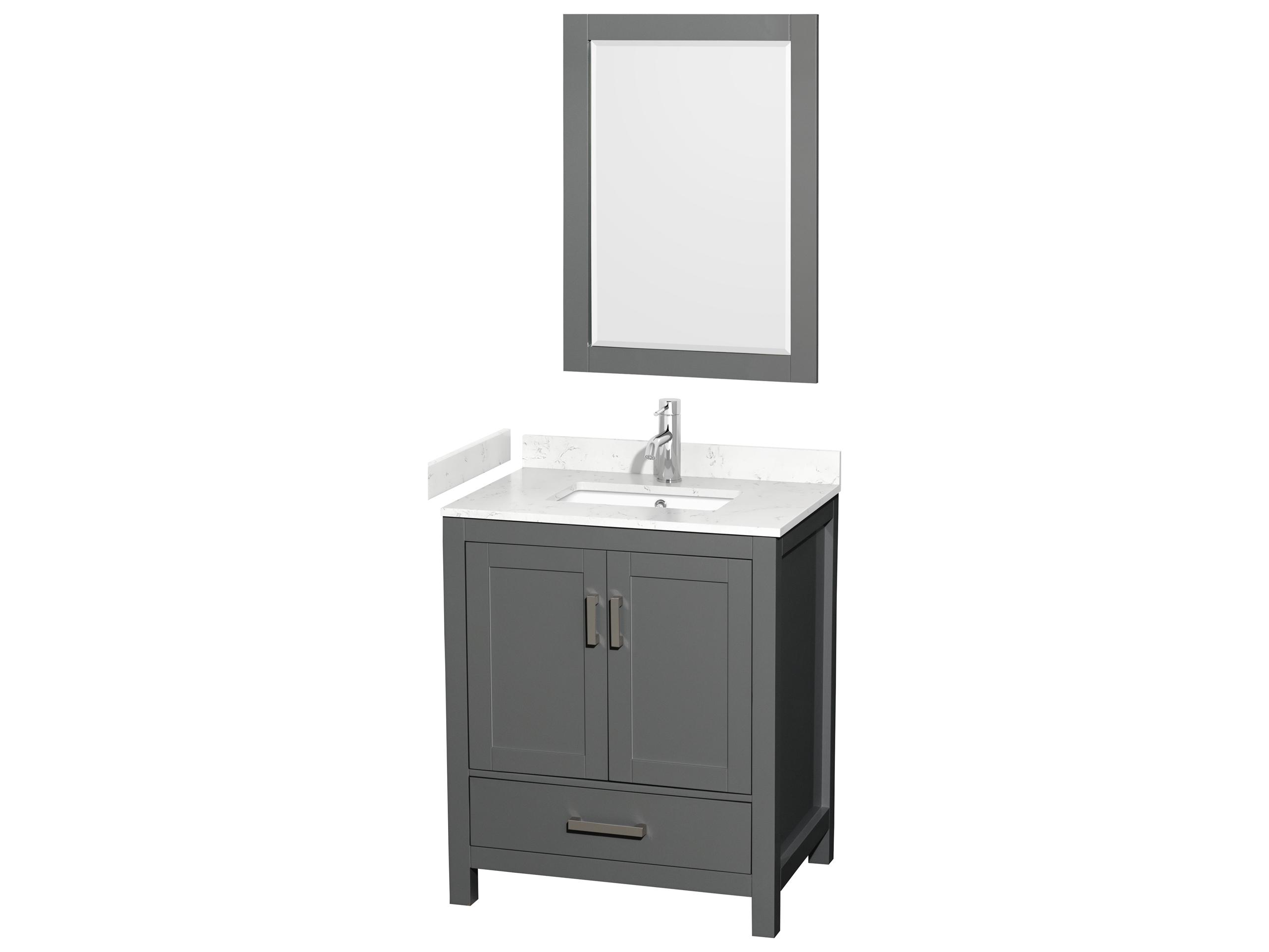 Wyndham Collection Sheffield 30" Dark Gray Vanity with 24" Mirror