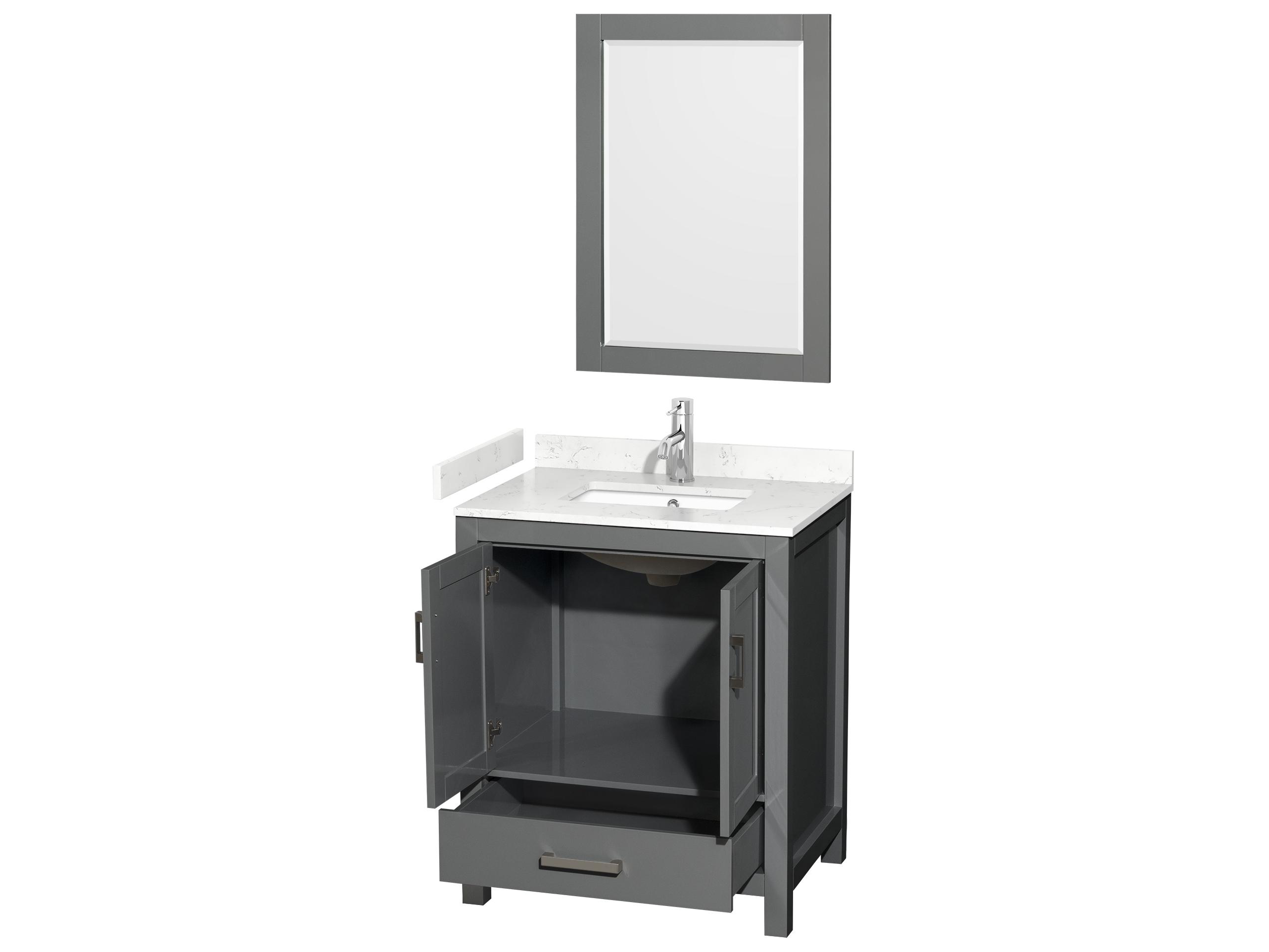 Wyndham Collection Sheffield 30" Dark Gray Vanity with 24" Mirror
