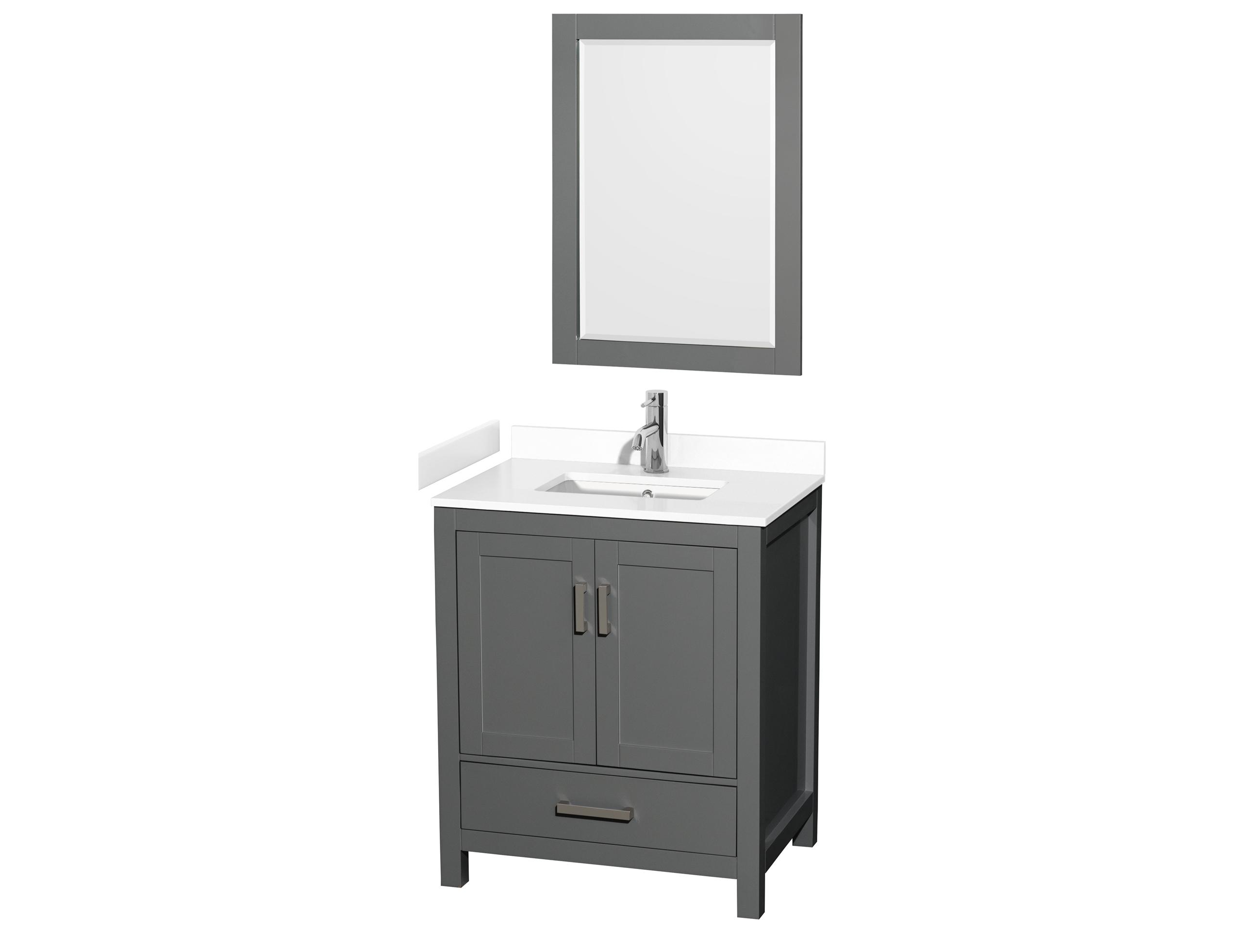 Wyndham Collection Sheffield 30" Dark Gray Vanity with 24" Mirror