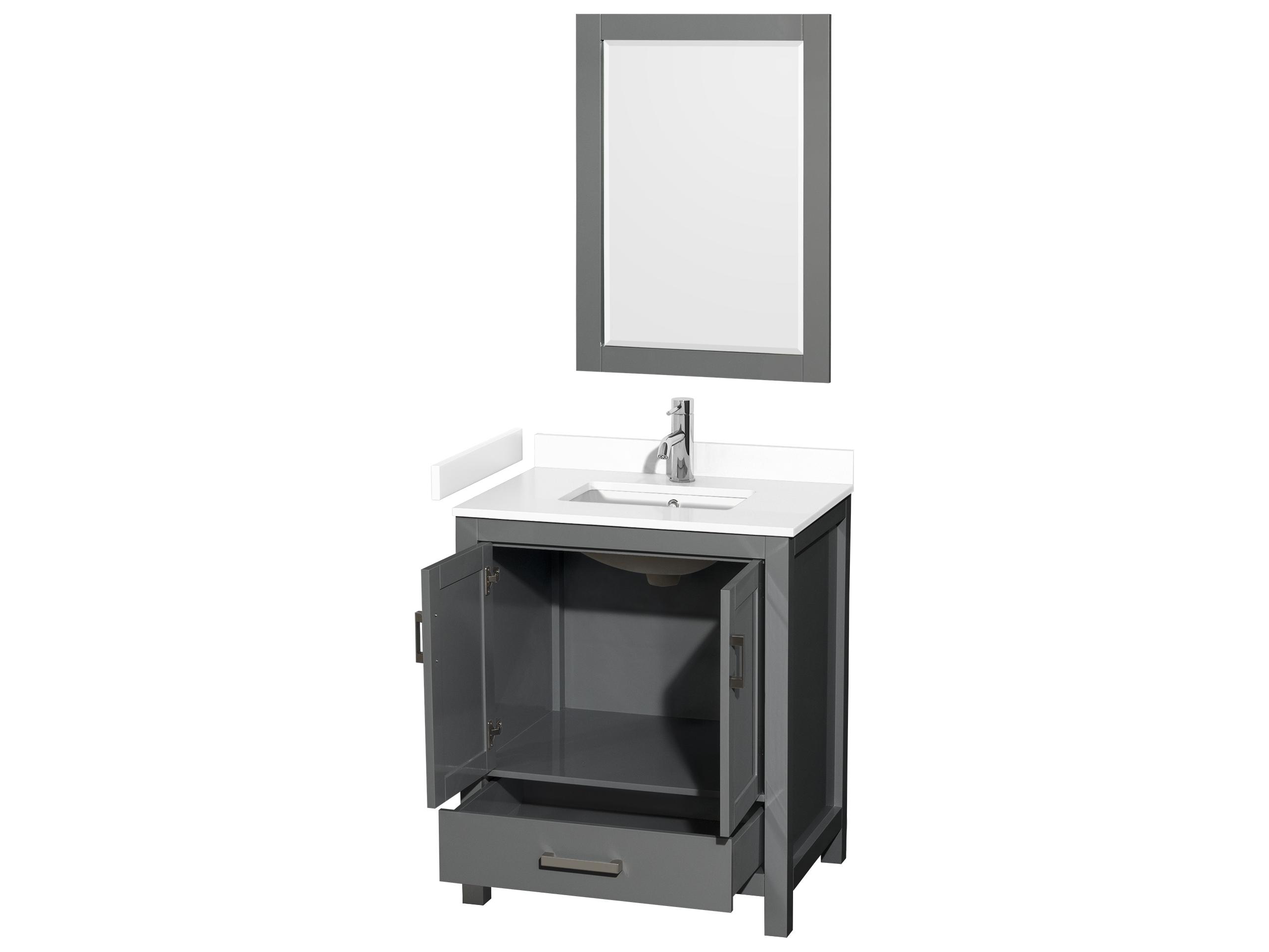 Wyndham Collection Sheffield 30" Dark Gray Vanity with 24" Mirror