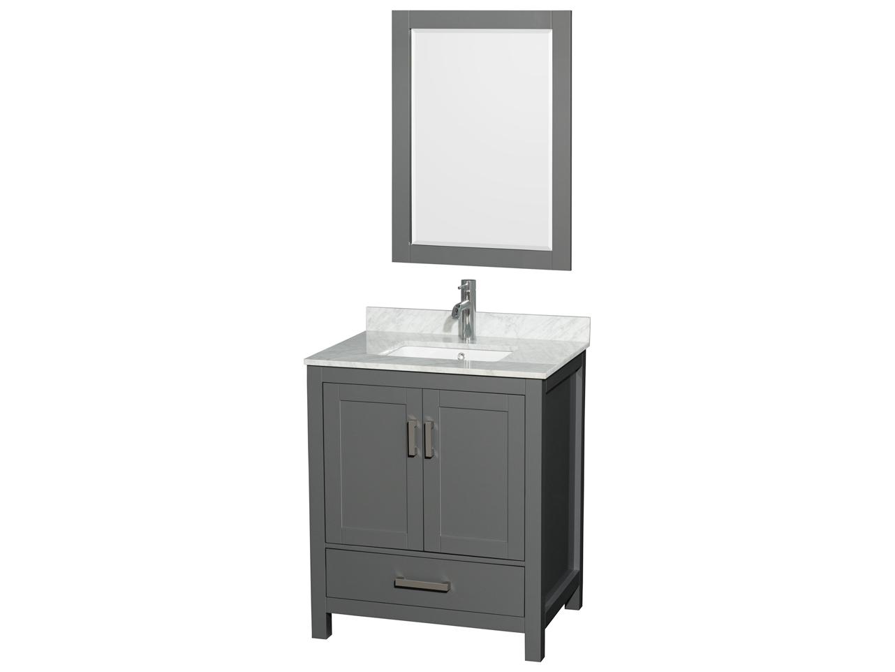 Wyndham Collection Sheffield 30" Dark Gray Vanity with 24" Mirror