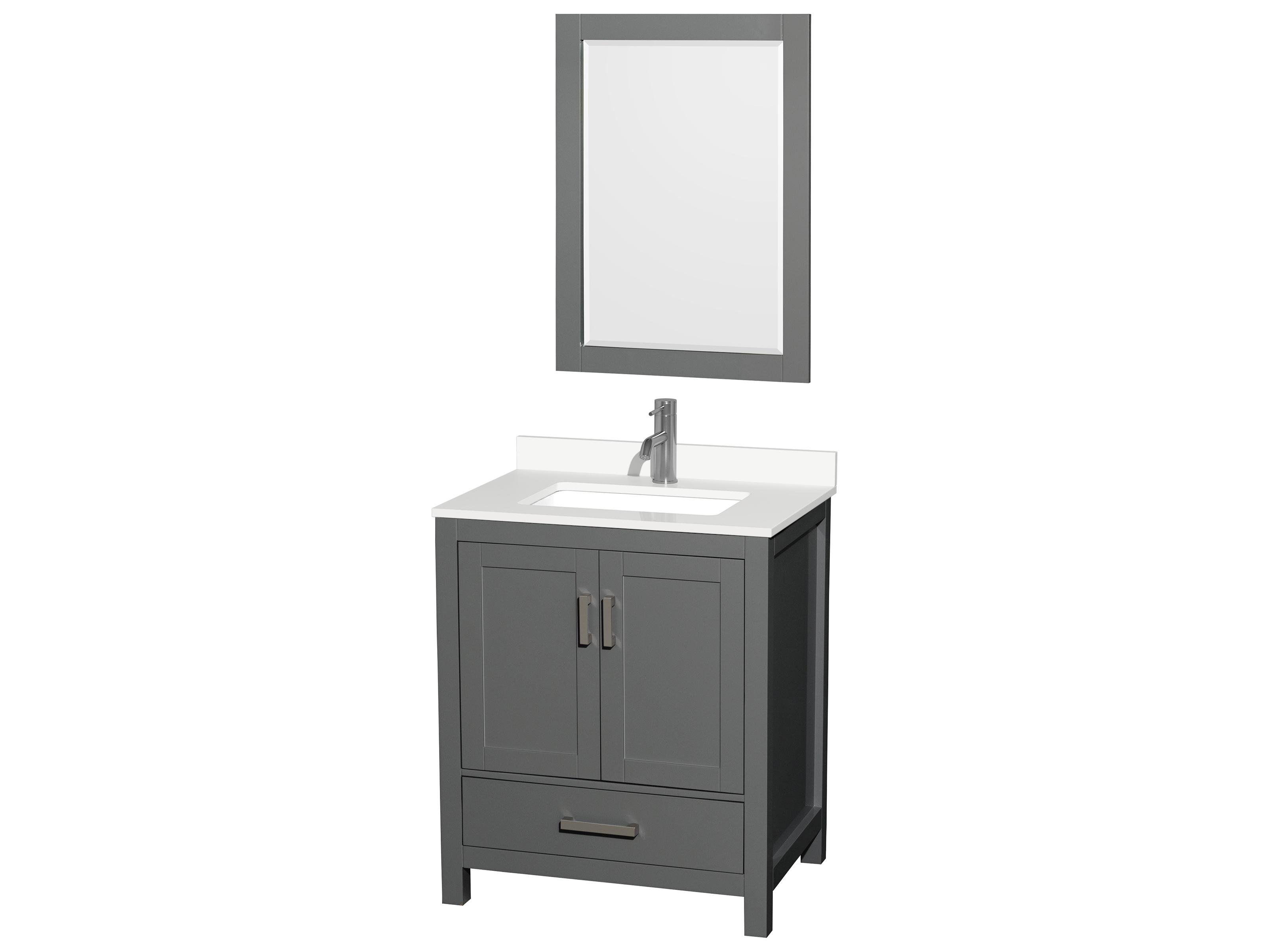 Wyndham Collection Sheffield 30" Dark Gray Vanity with 24" Mirror