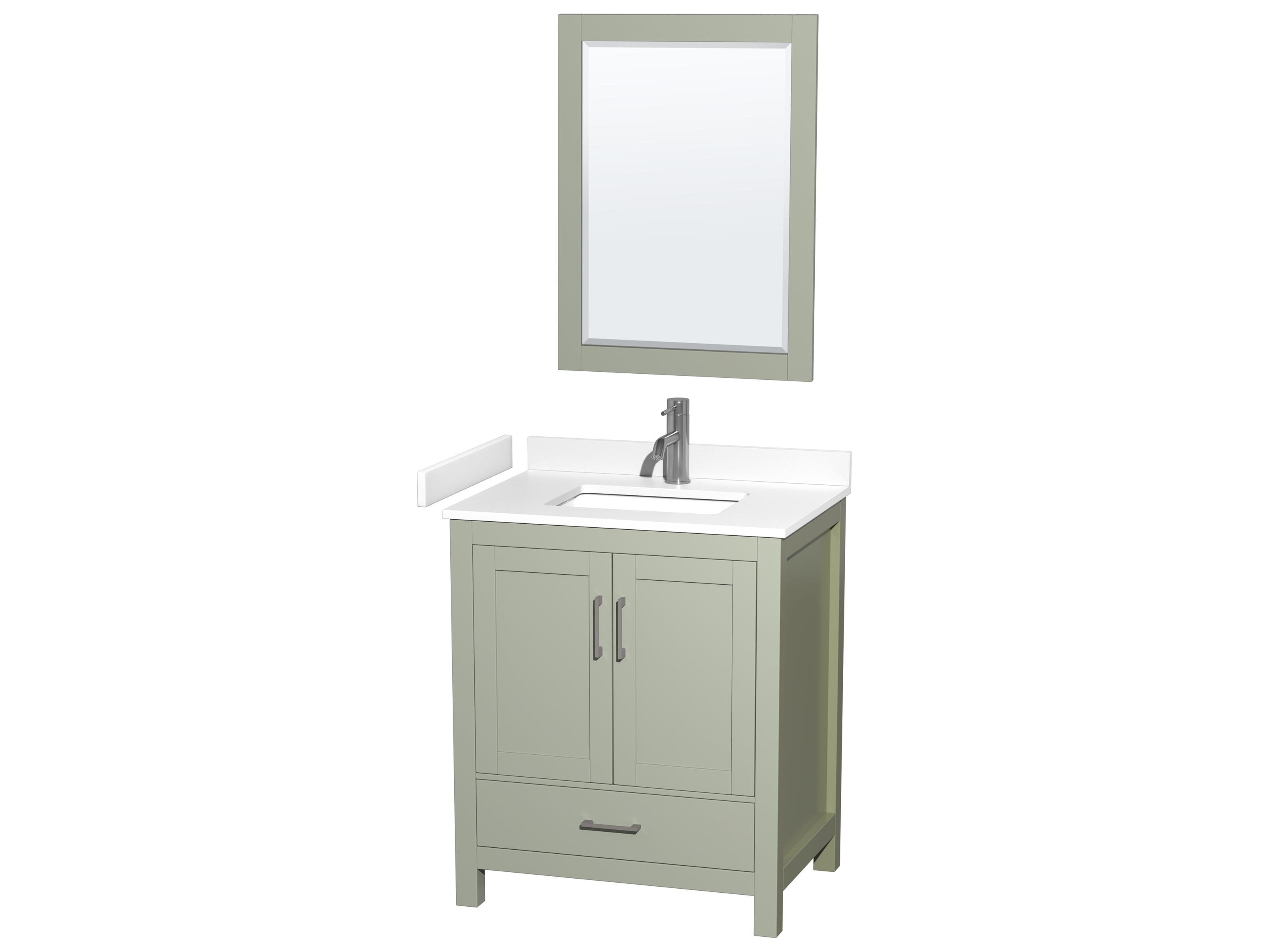 Wyndham Collection Sheffield 30" Light Green Vanity with 24" Mirror